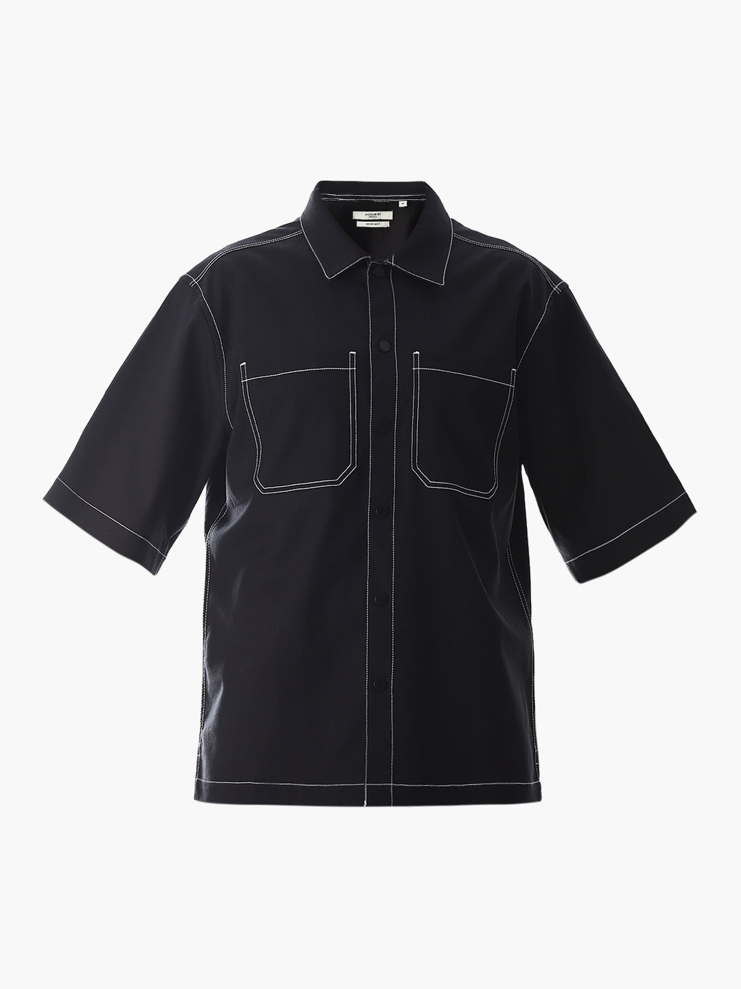 Black Contrast Stitch Oversized Shirt