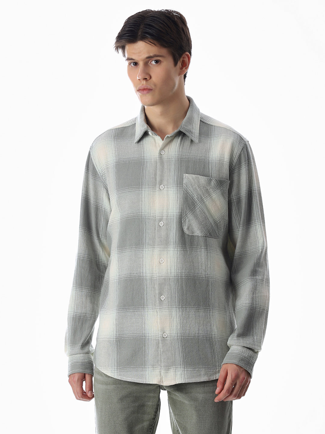 Green Check Regular Fit Shirt