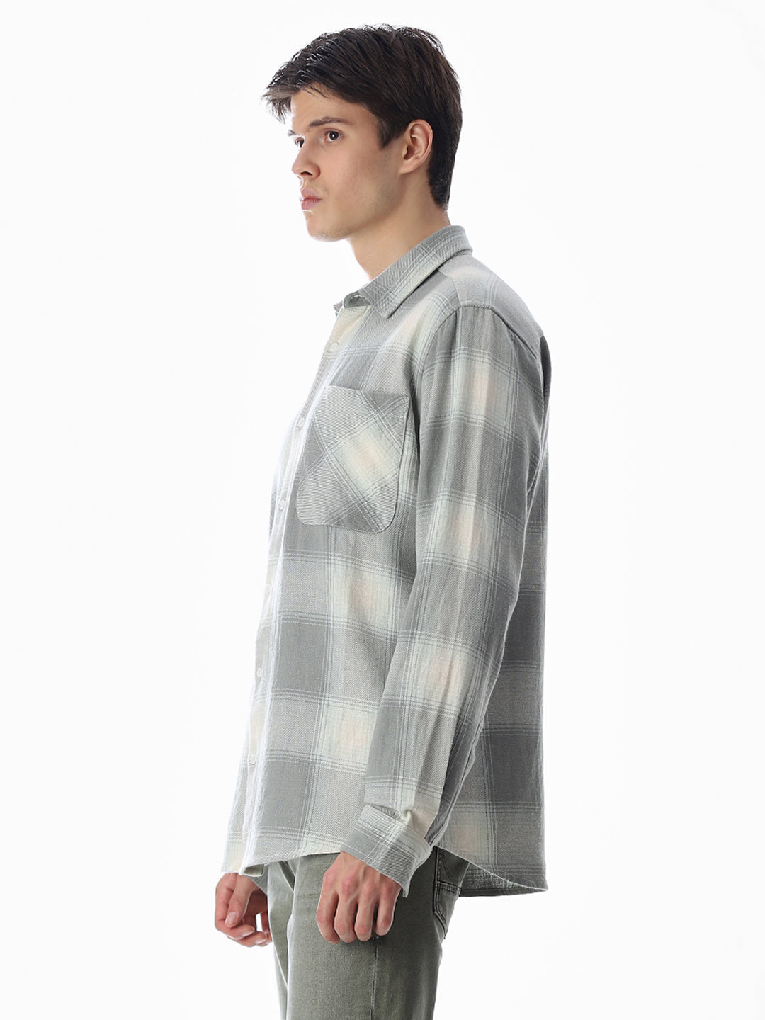 Green Check Regular Fit Shirt