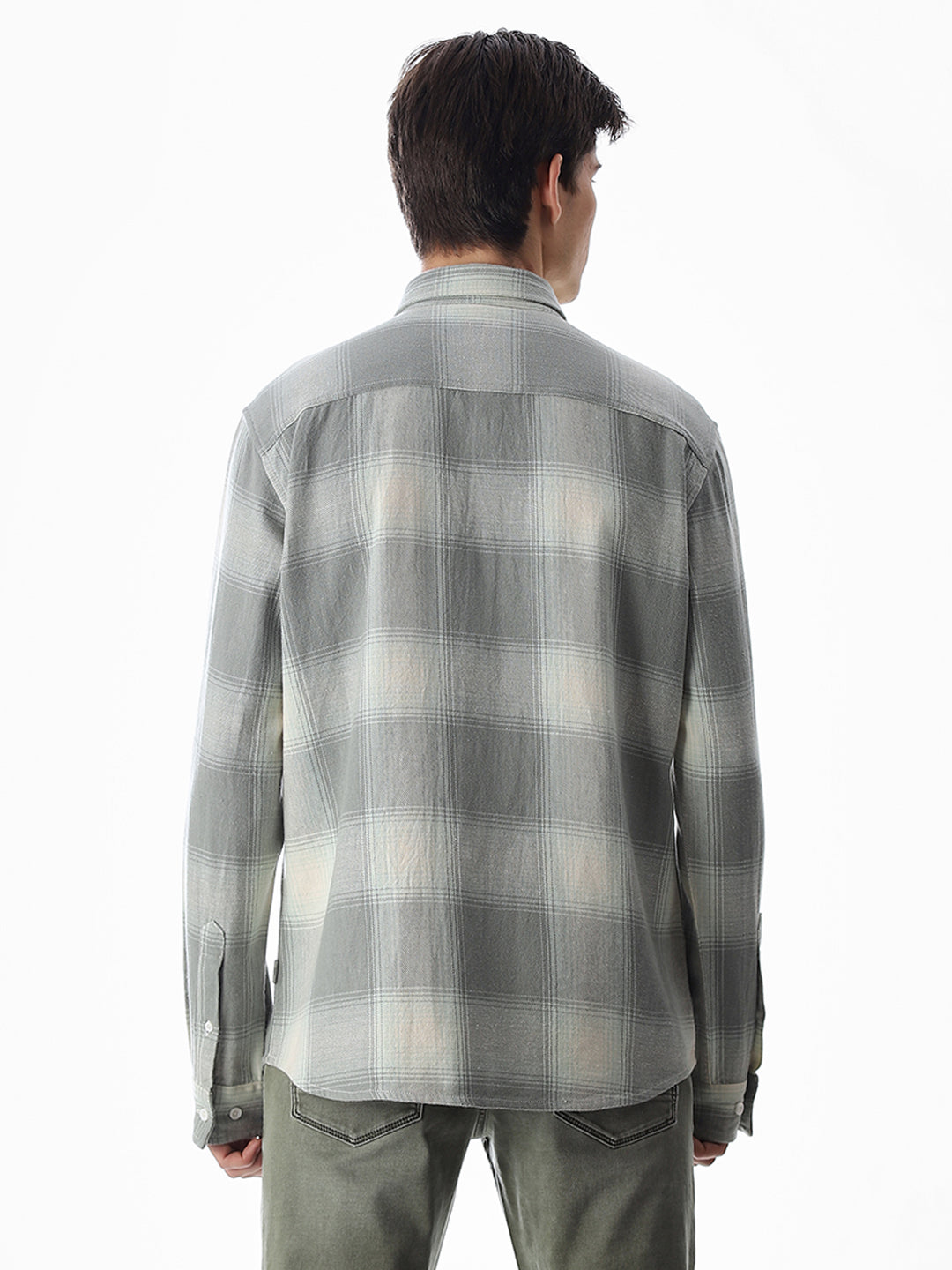 Green Check Regular Fit Shirt