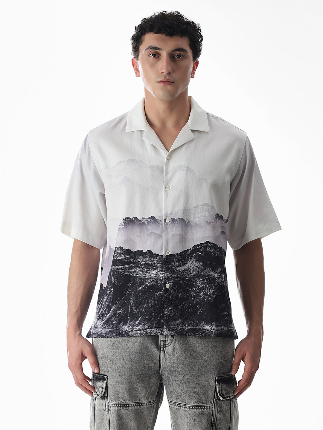 Mountain Print Cotton Shirt