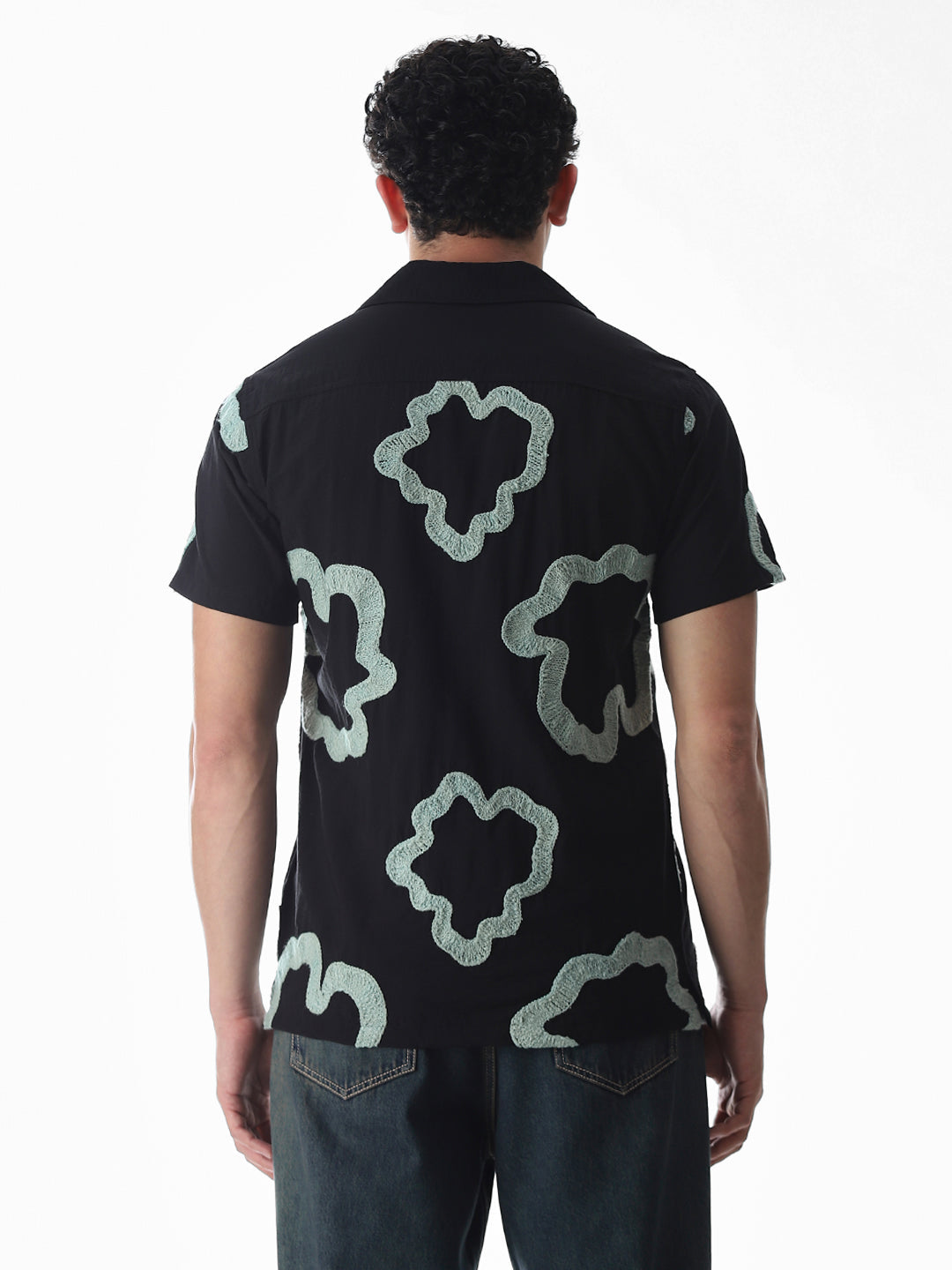 Black Embroidered Comfort Fit Shirt