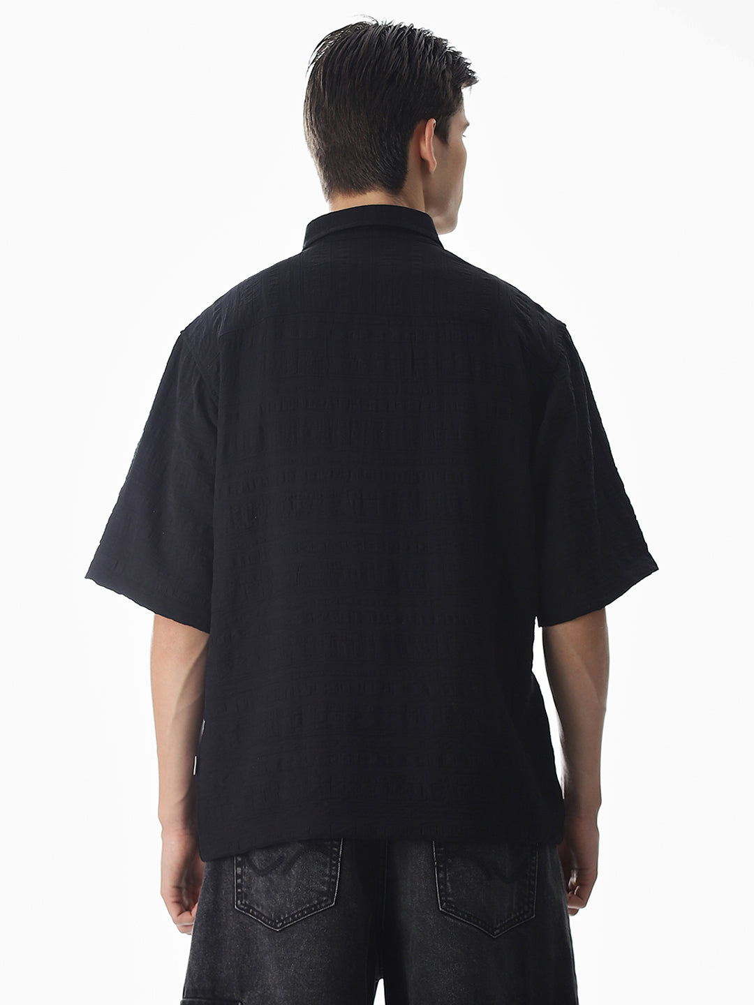 Black Dobby Oversized Shirt