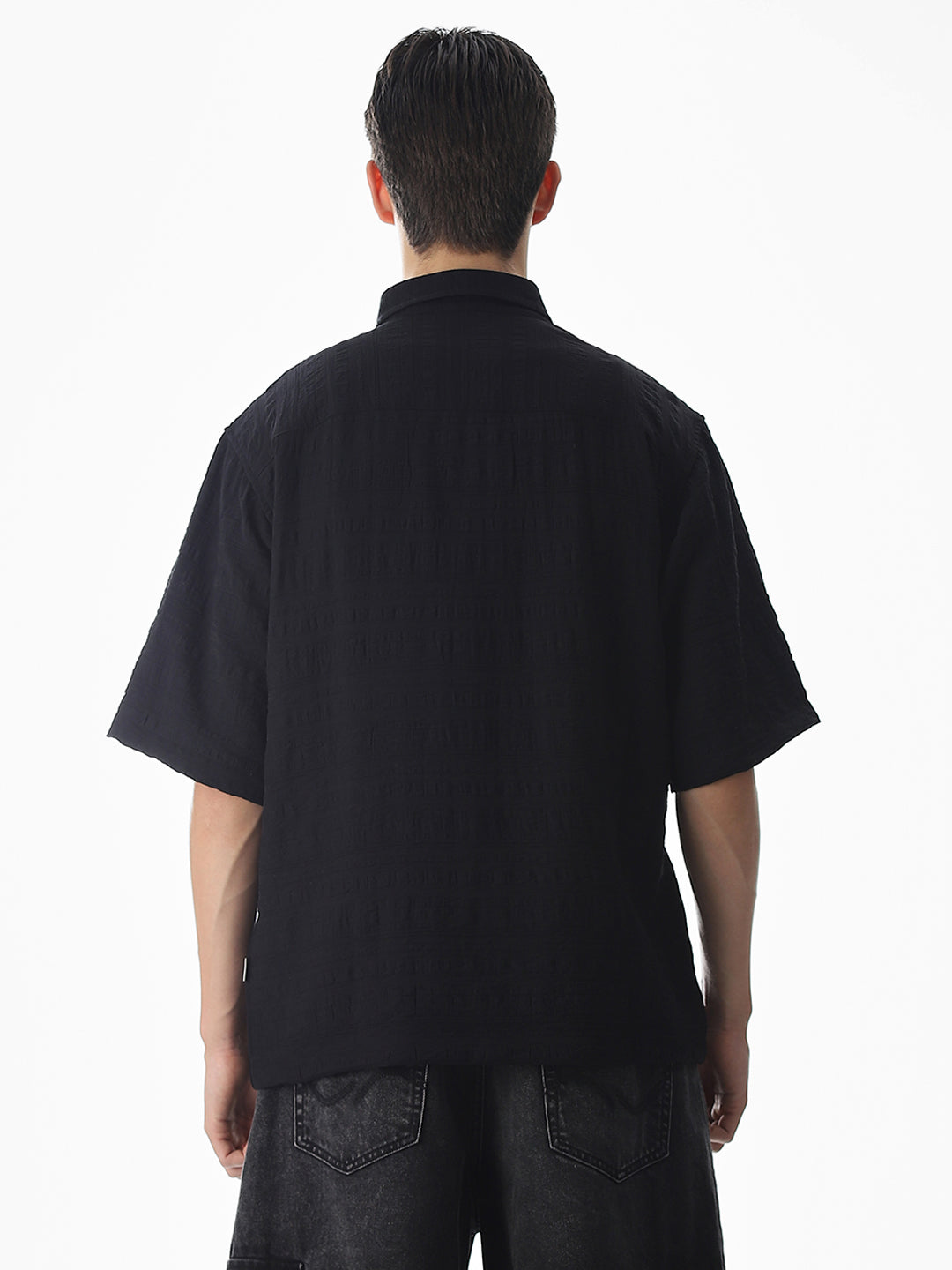 Black Dobby Oversized Shirt