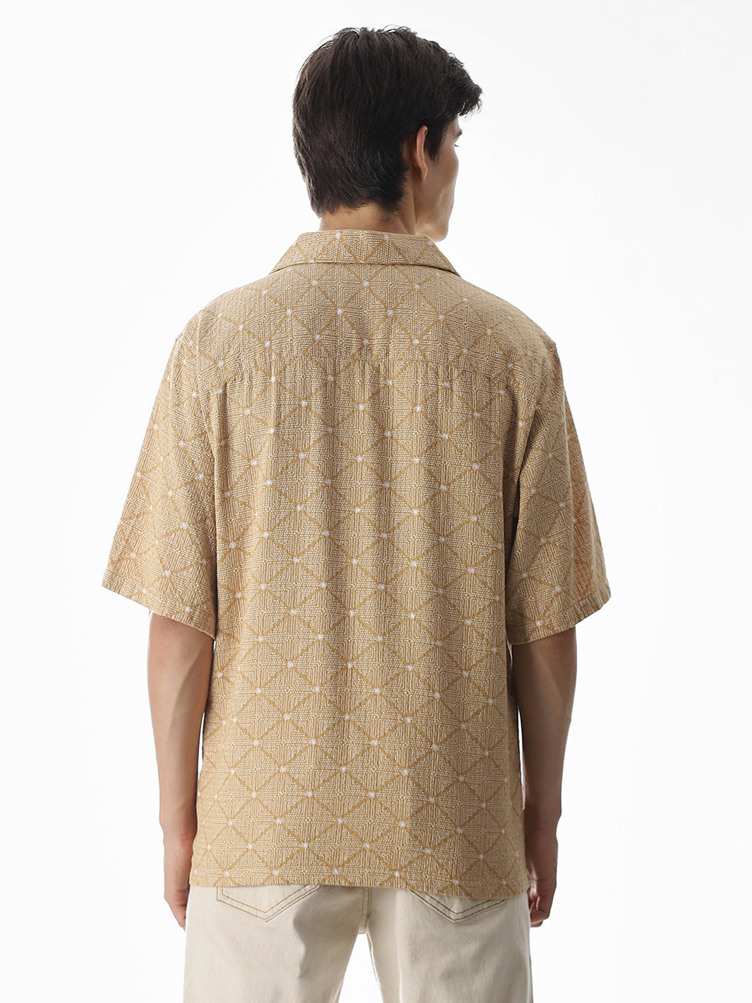 Brown Resort Collar Oversized Shirt