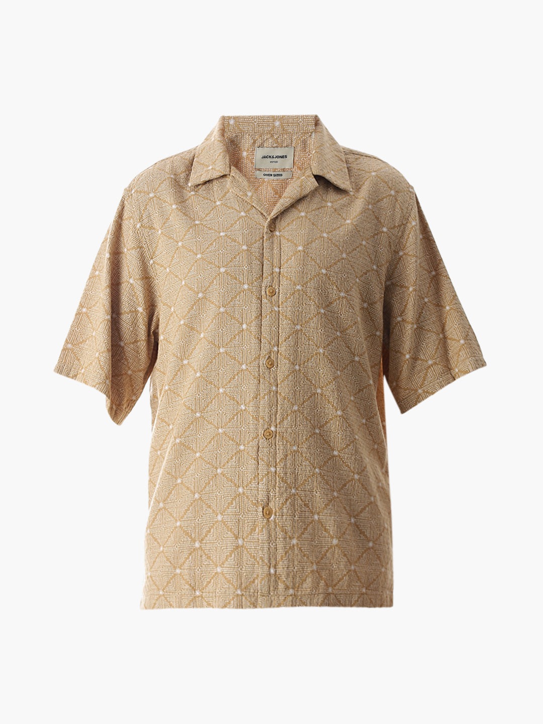 Brown Resort Collar Oversized Shirt