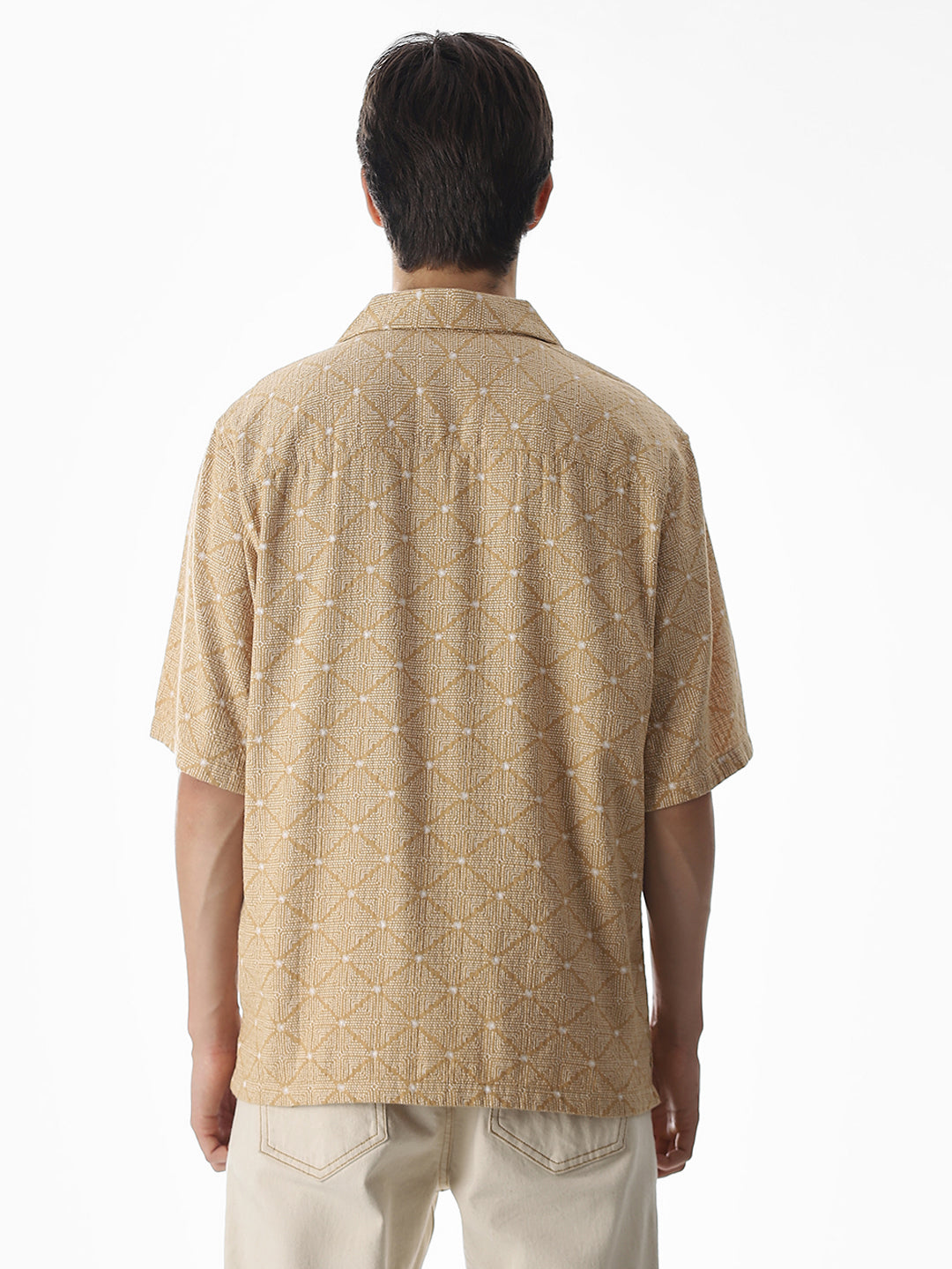 Brown Resort Collar Oversized Shirt