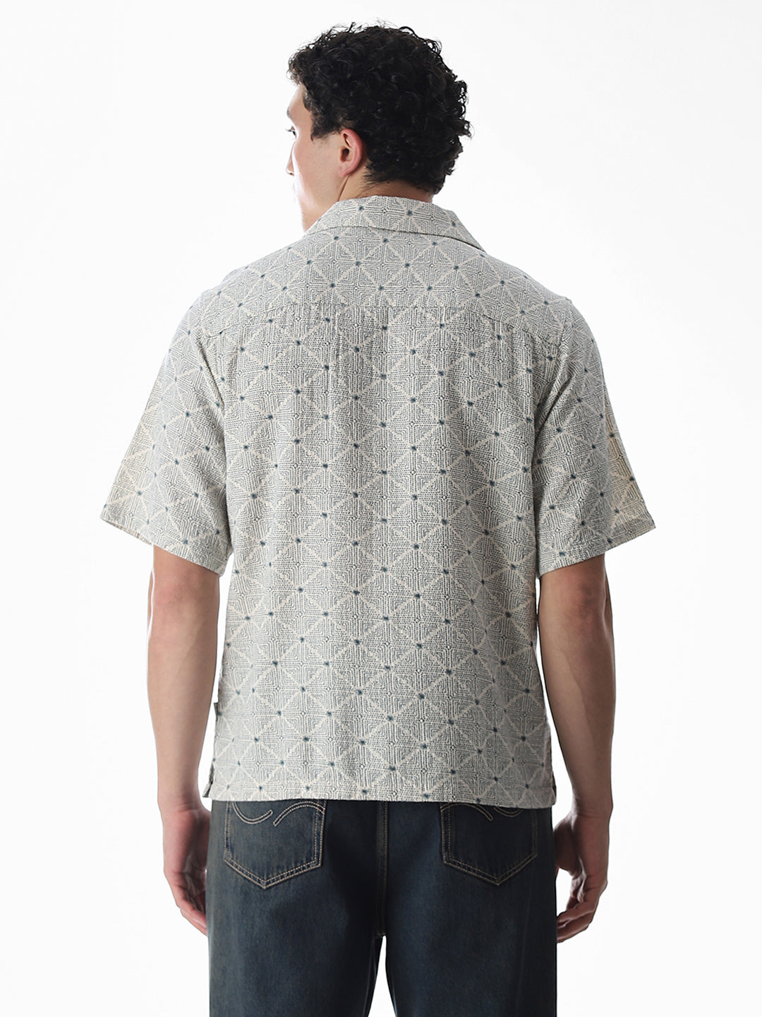 Beige Resort Collar Oversized Shirt