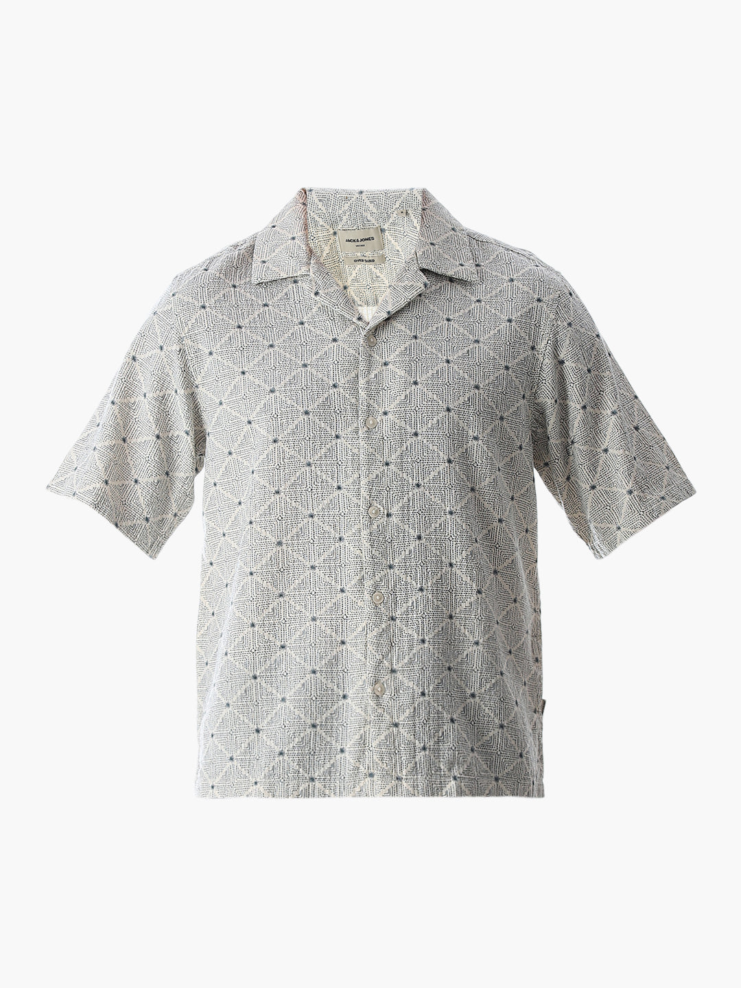 Beige Resort Collar Oversized Shirt