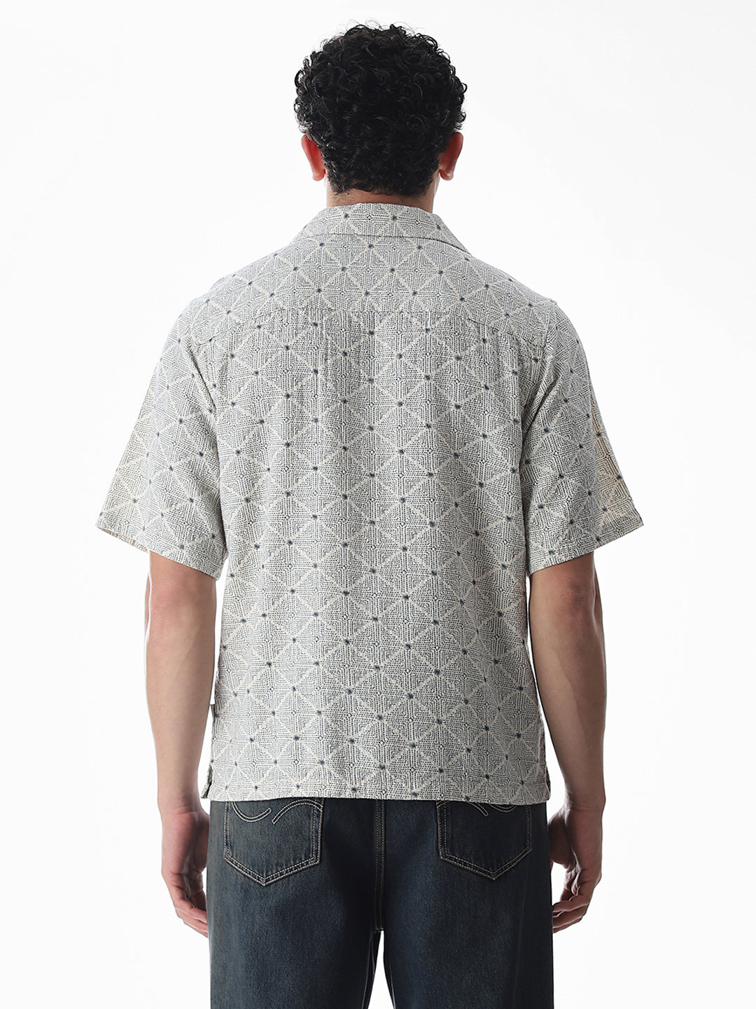 Beige Resort Collar Oversized Shirt