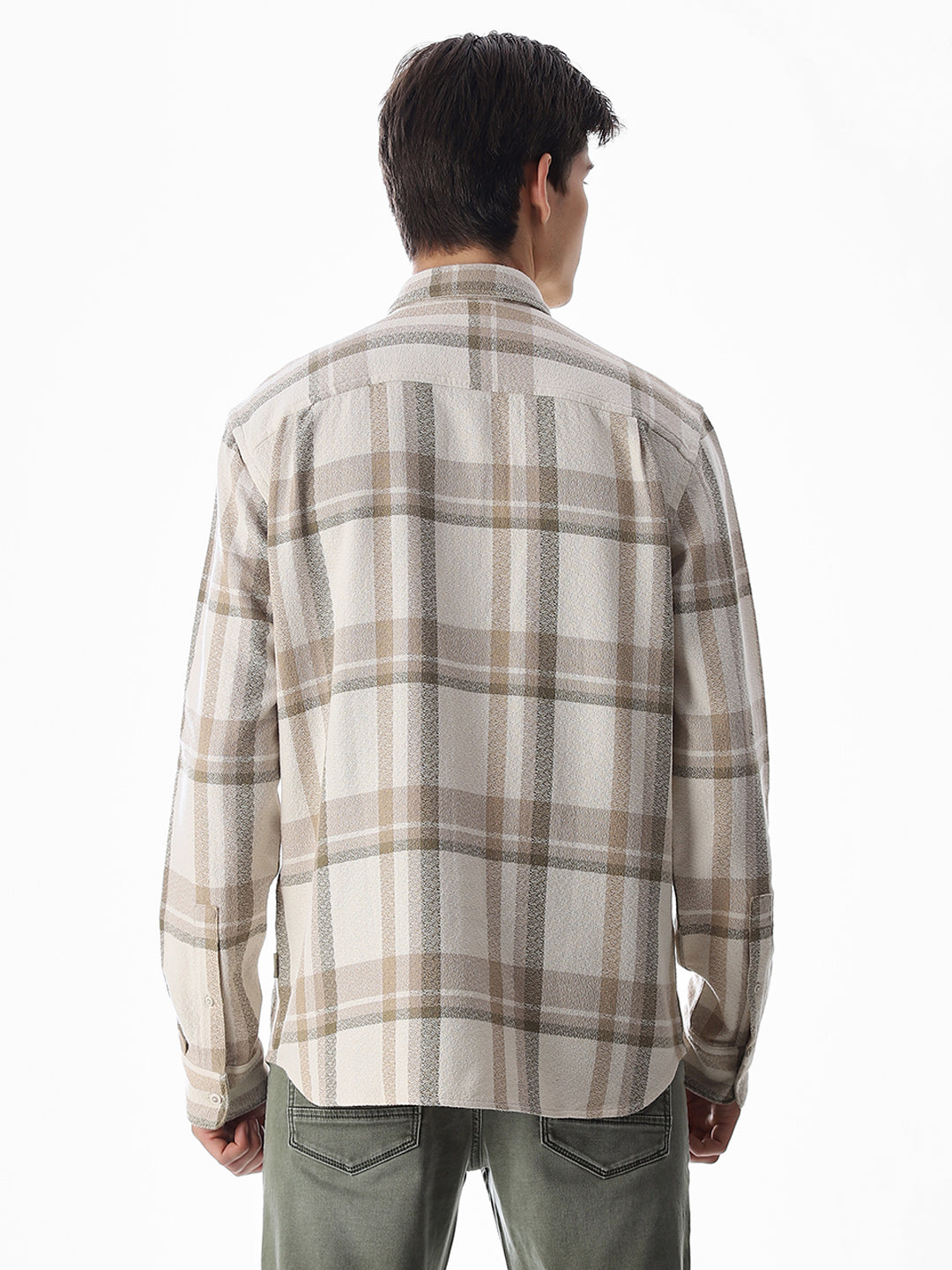 Beige Check Cotton Shirt