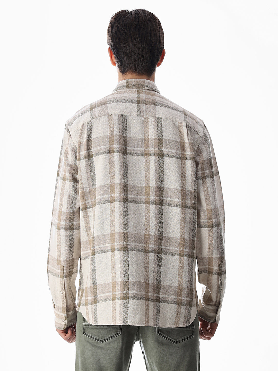 Beige Check Cotton Shirt