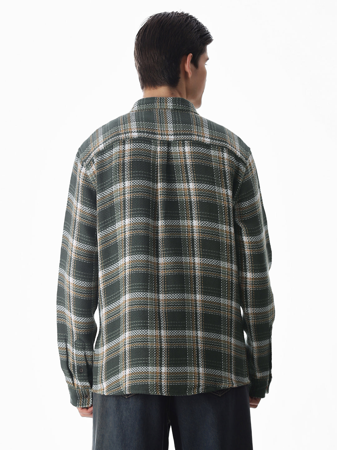 Dark Green Check Cotton Shirt