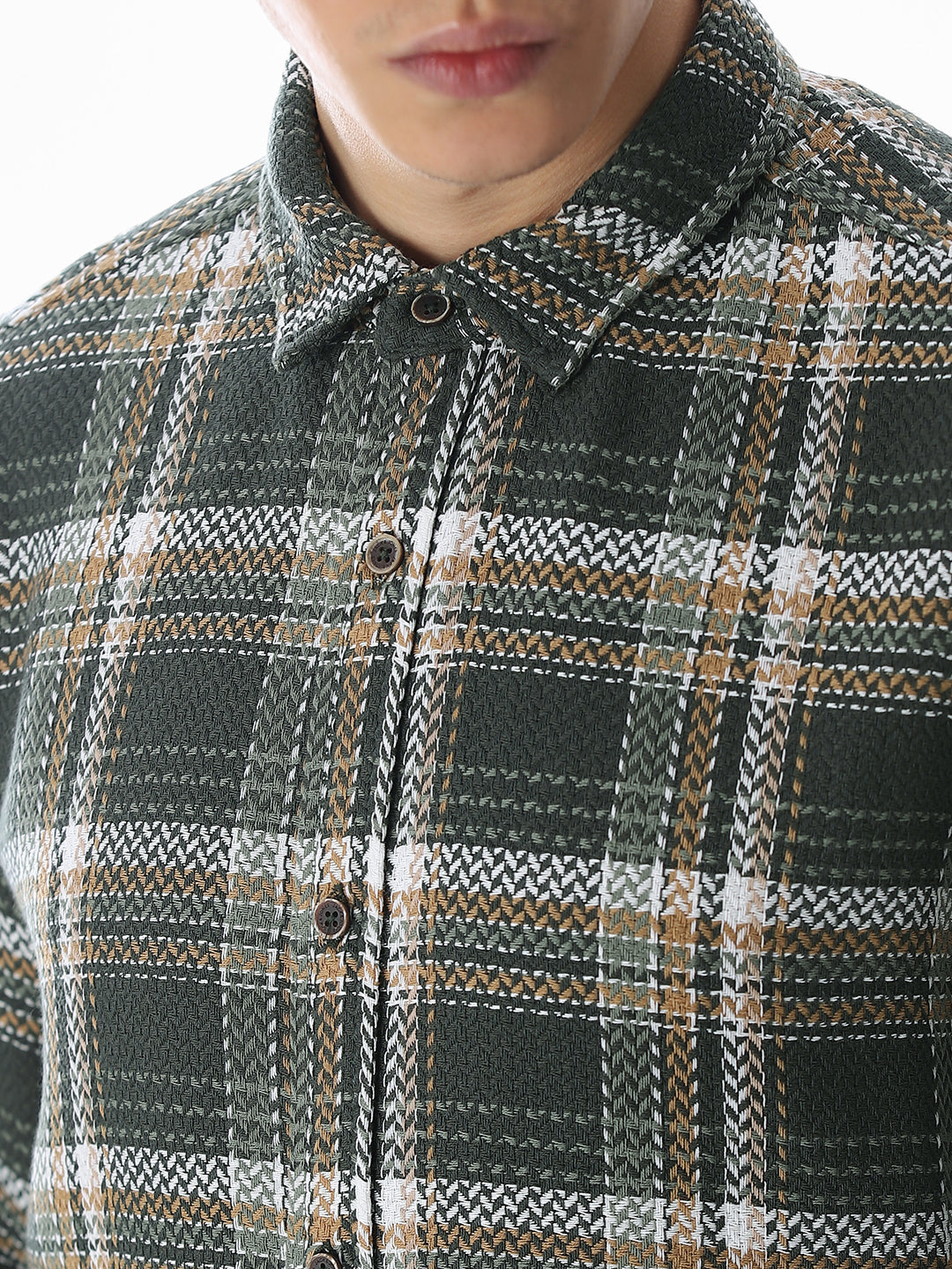 Dark Green Check Cotton Shirt
