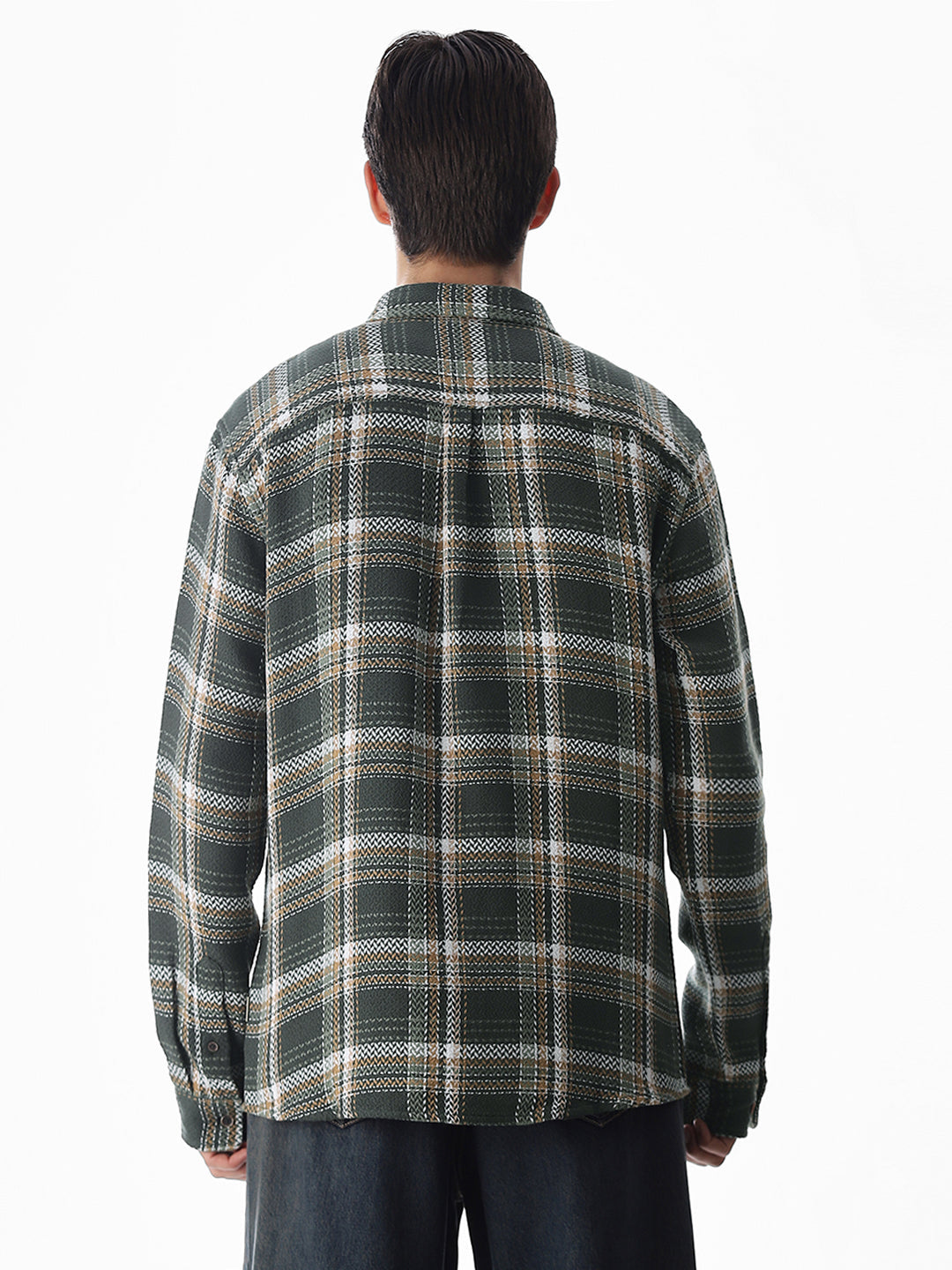 Dark Green Check Cotton Shirt