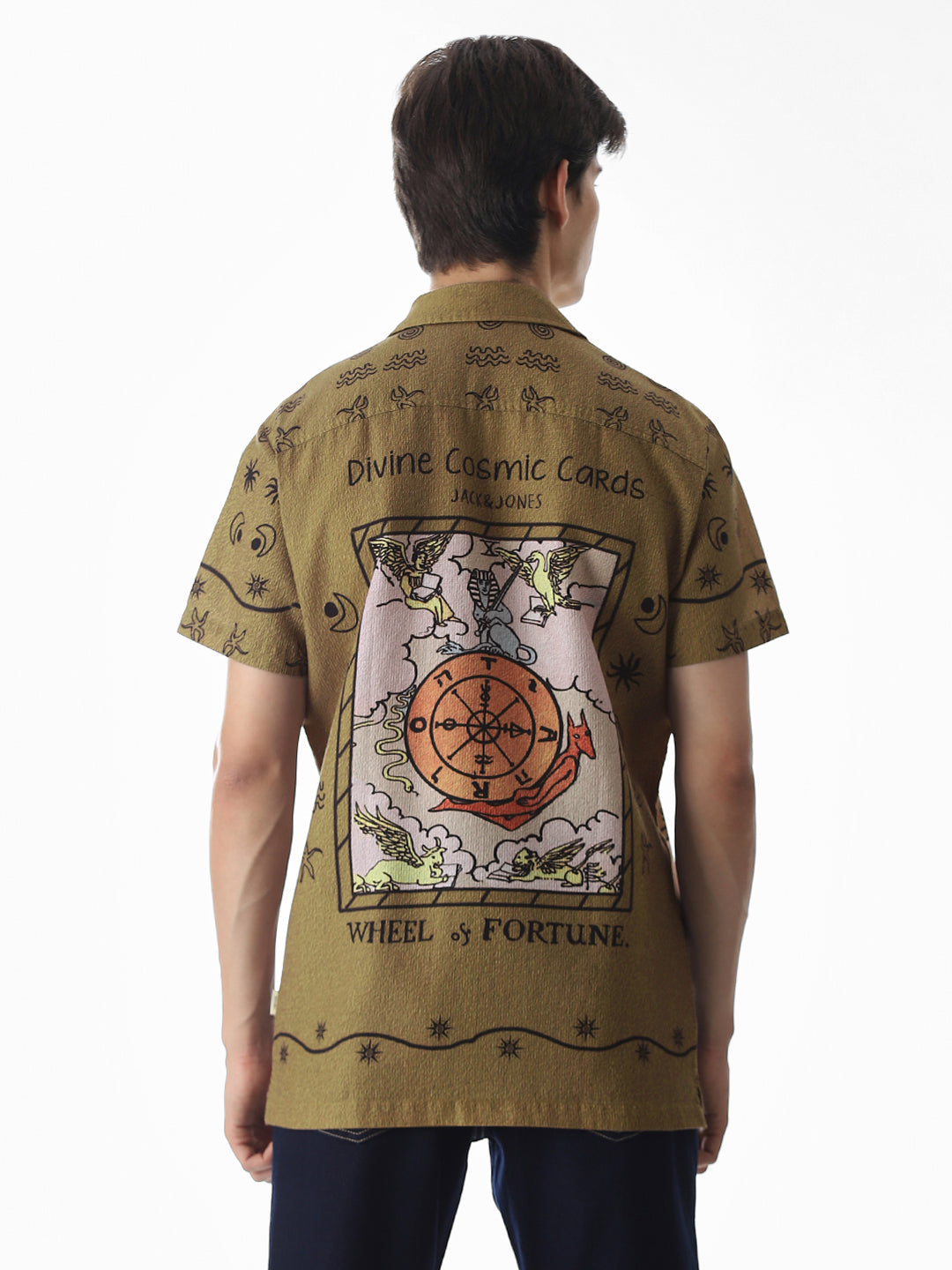 Dull Yellow Graphic Print Comfort Fit Shirt