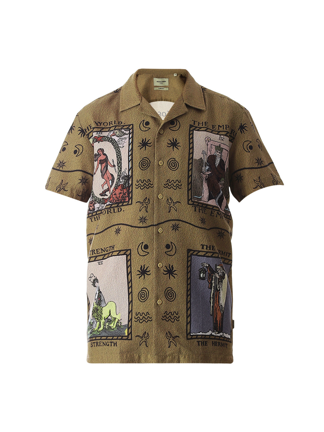 Dull Yellow Graphic Print Comfort Fit Shirt