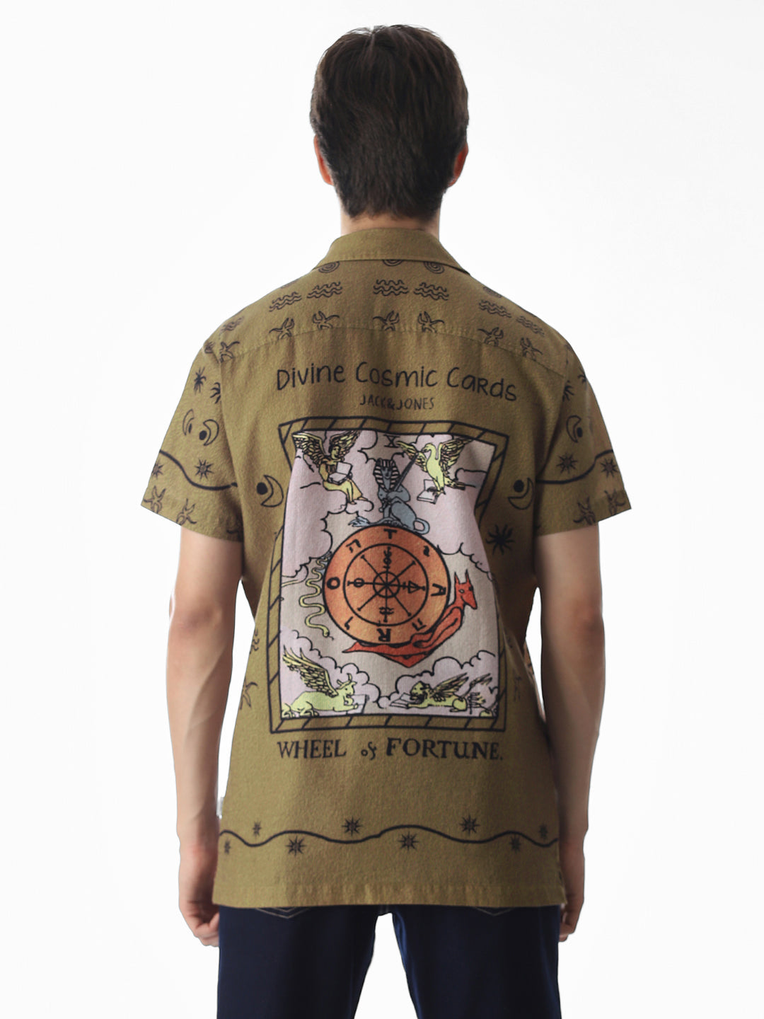 Dull Yellow Graphic Print Comfort Fit Shirt