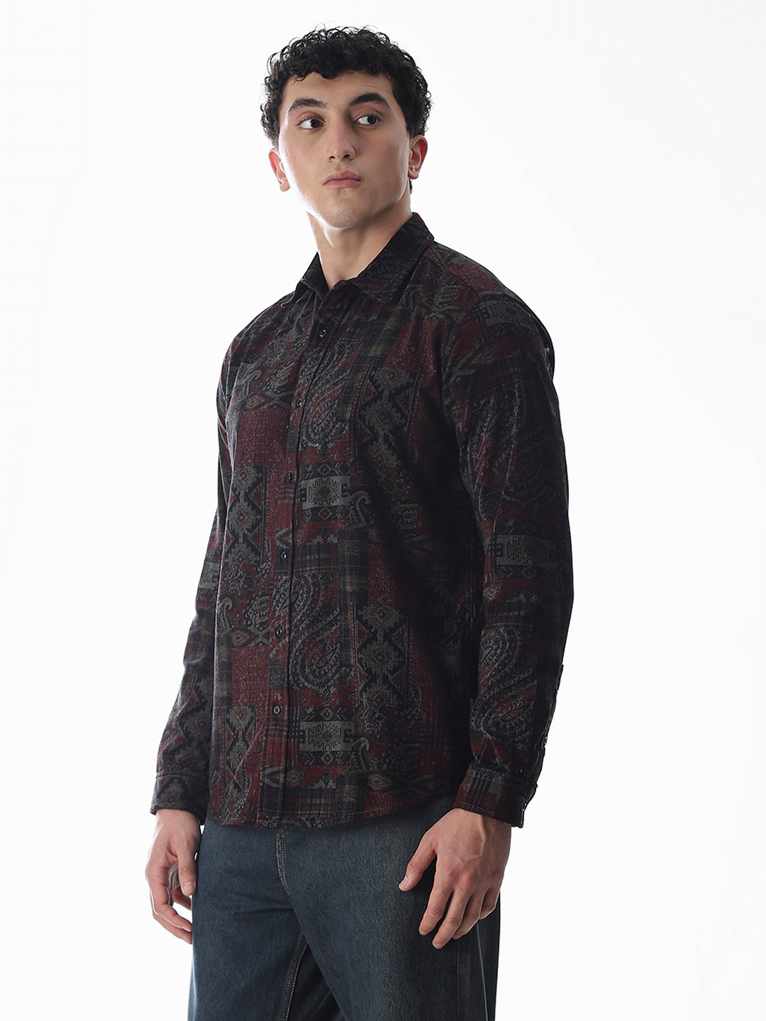 Maroon Printed Shirt