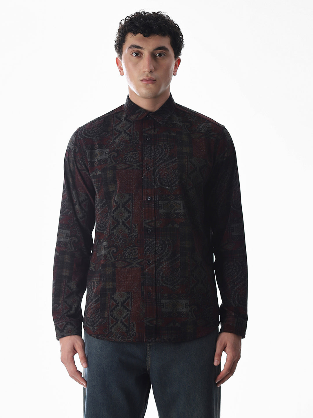 Maroon Printed Shirt