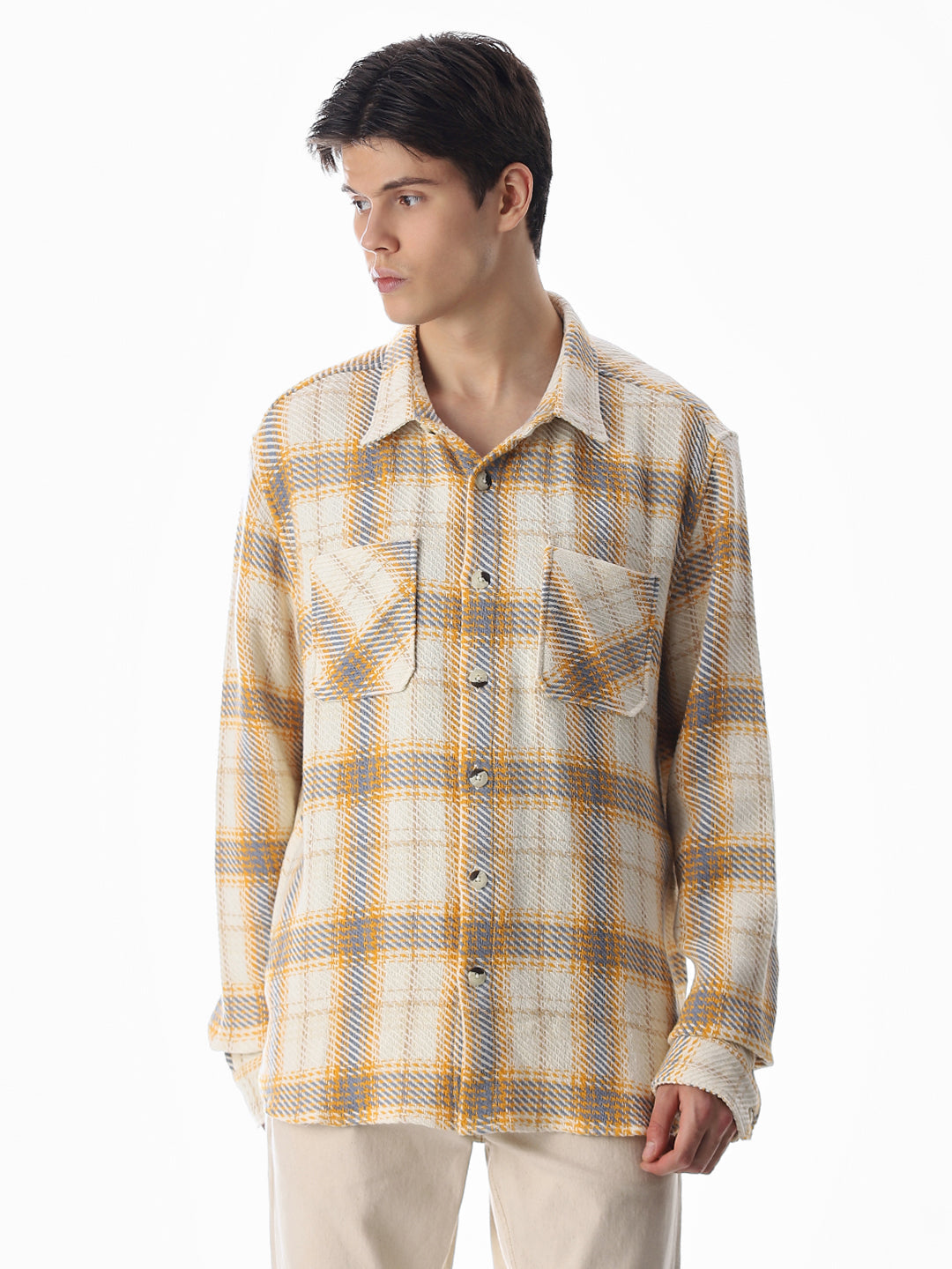 Yellow Check Cotton Overshirt