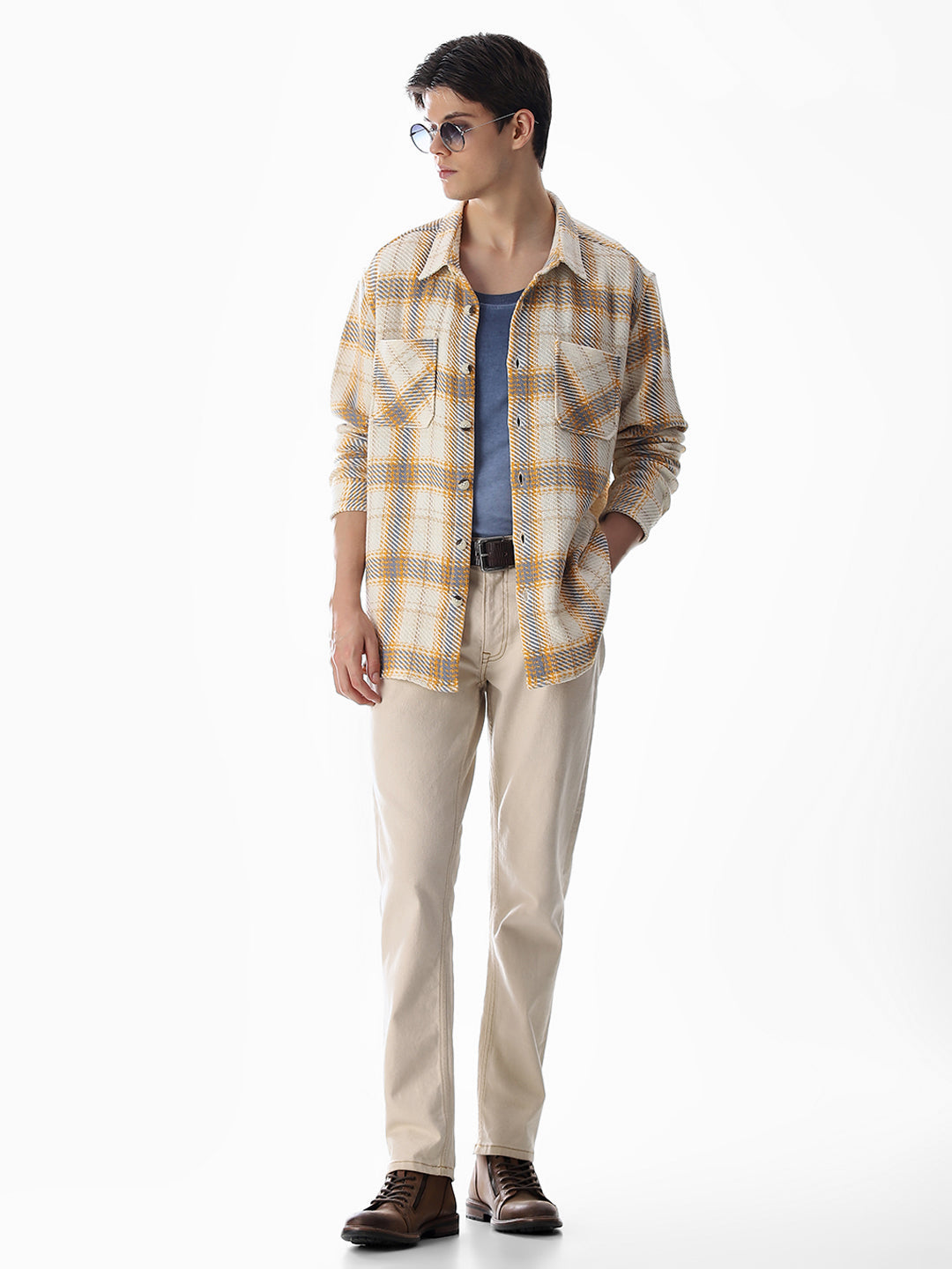Yellow Check Cotton Overshirt