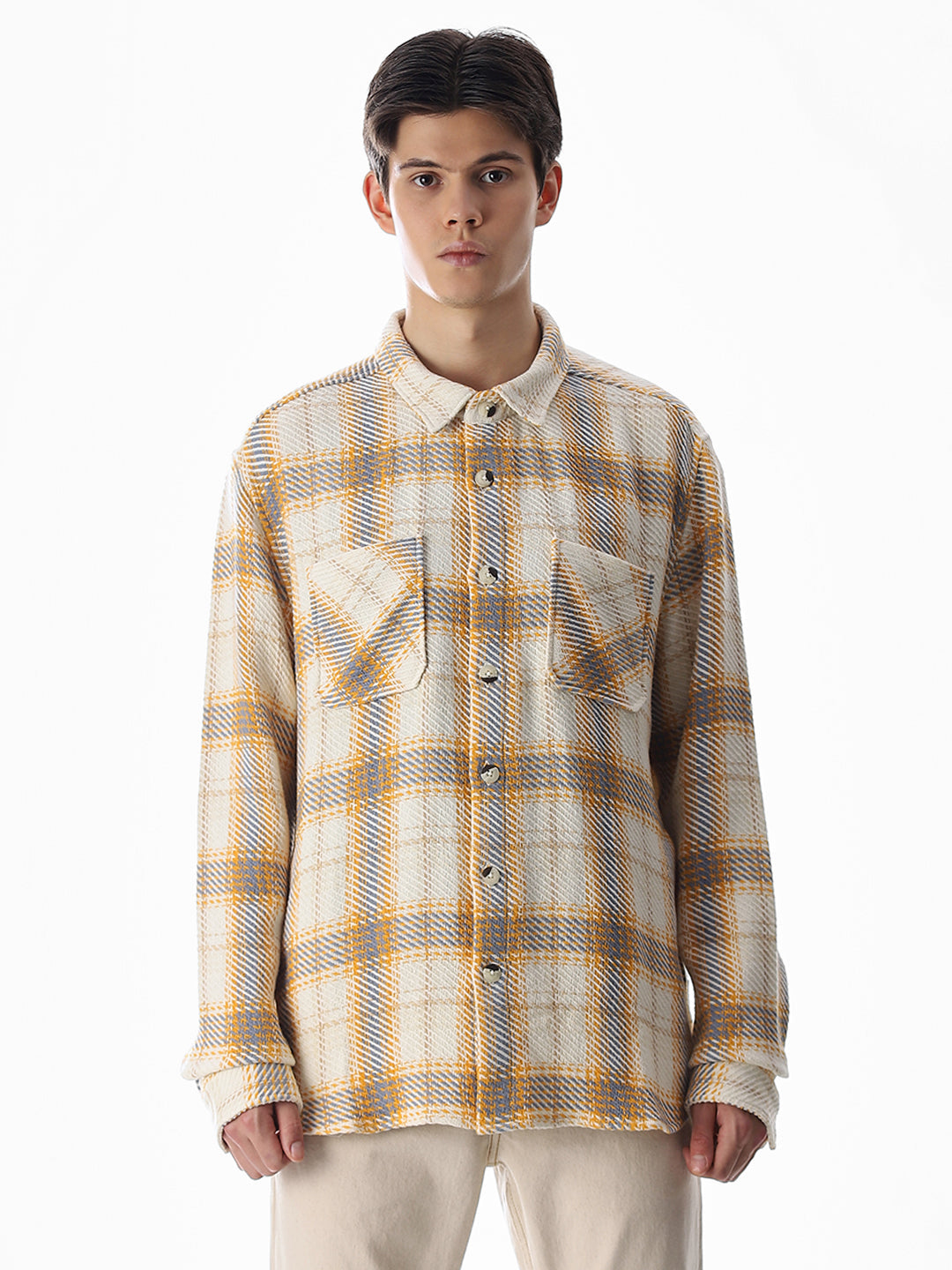 Yellow Check Cotton Overshirt