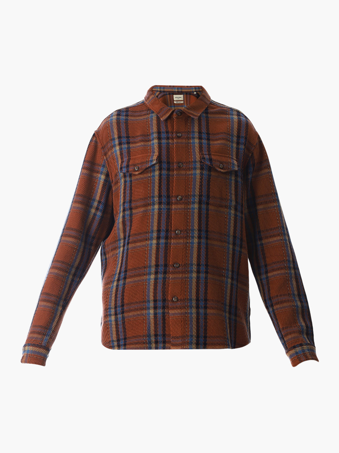 Dark Brown Check Print Overshirt