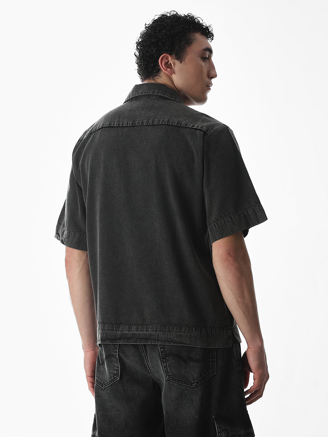 Dark Grey Oversized Cotton Shirt