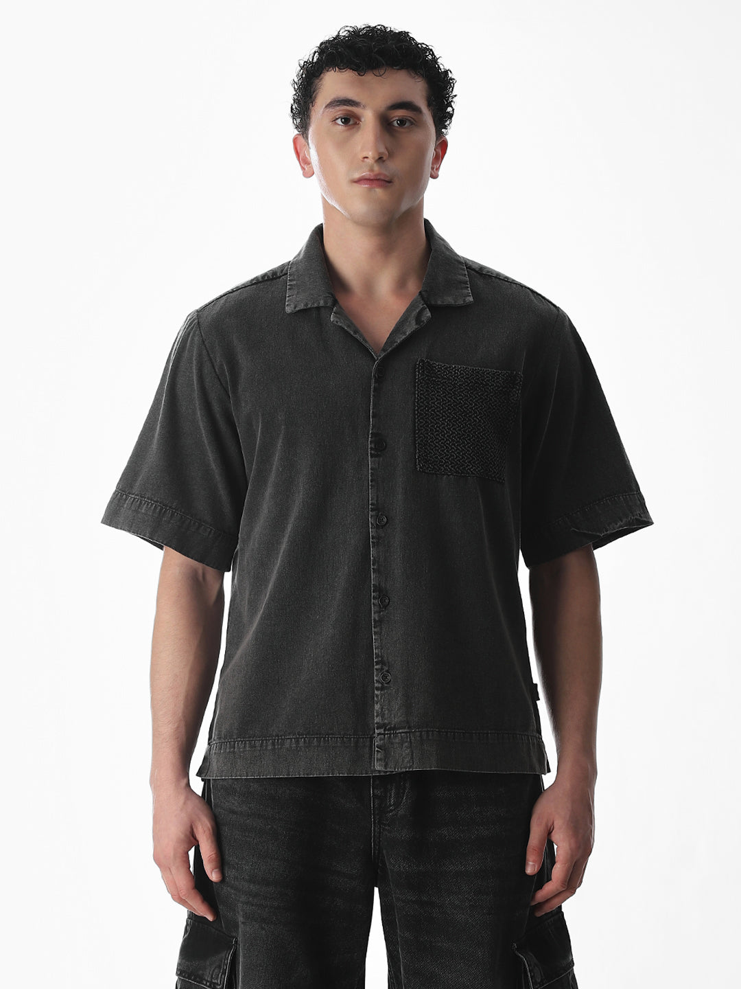 Dark Grey Oversized Cotton Shirt