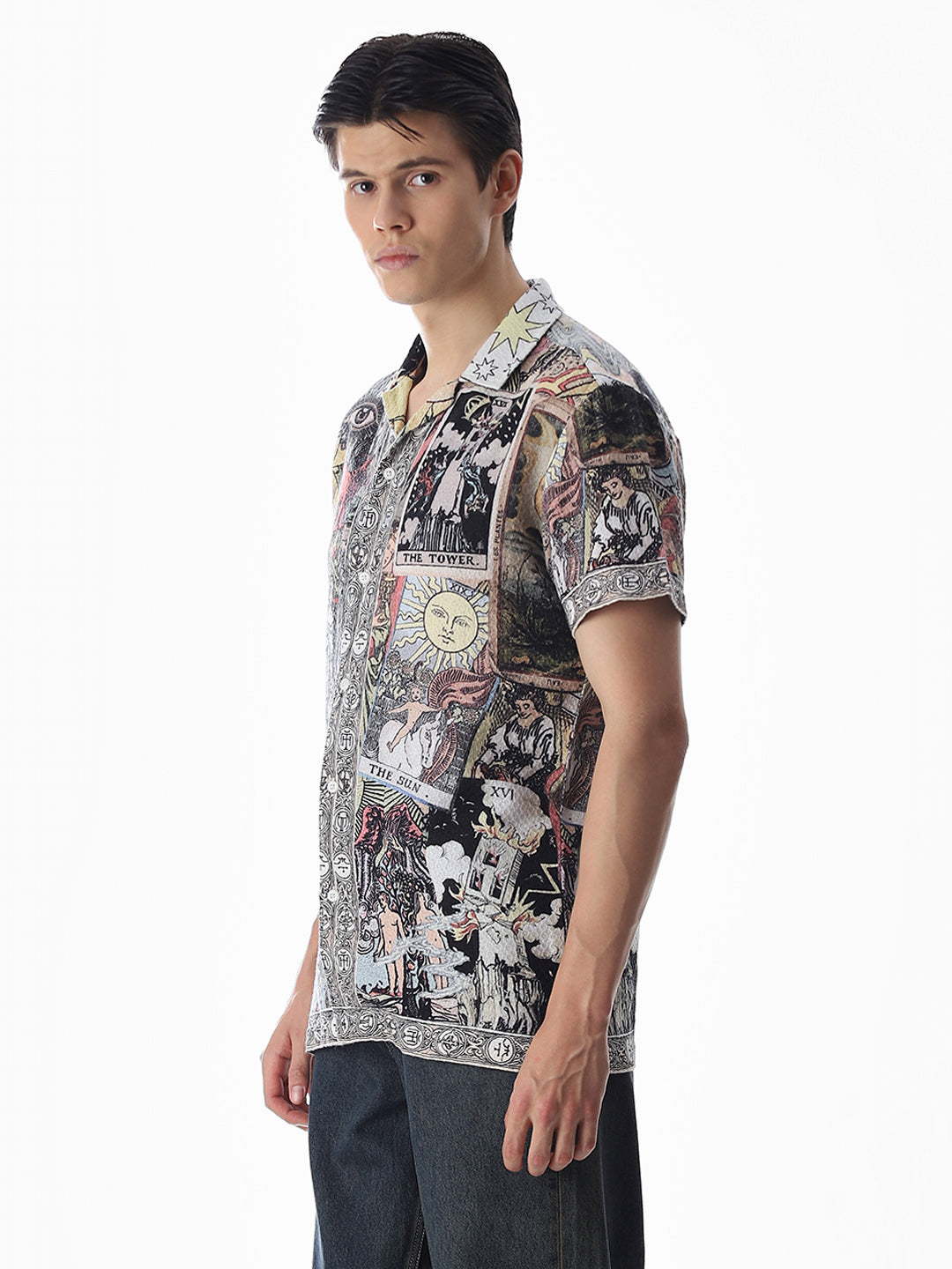 Multi-Colour Tarot Card Print Shirt