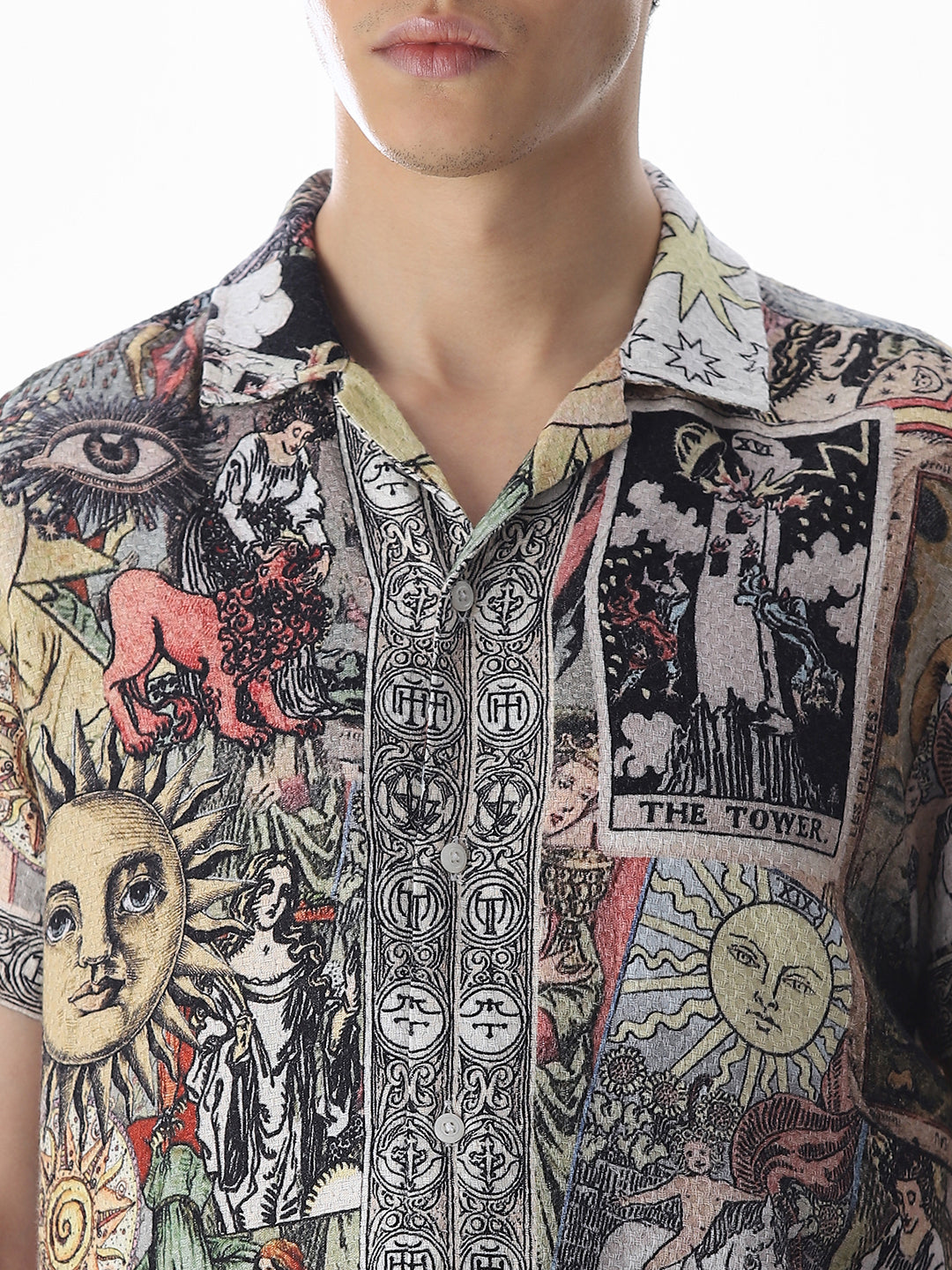 Multi-Colour Tarot Card Print Shirt