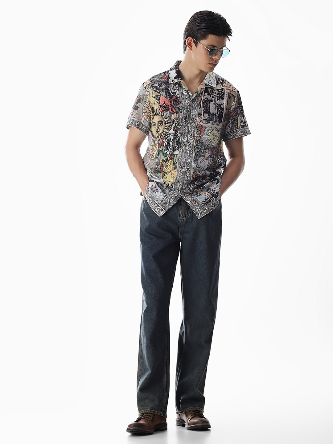 Multi-Colour Tarot Card Print Shirt