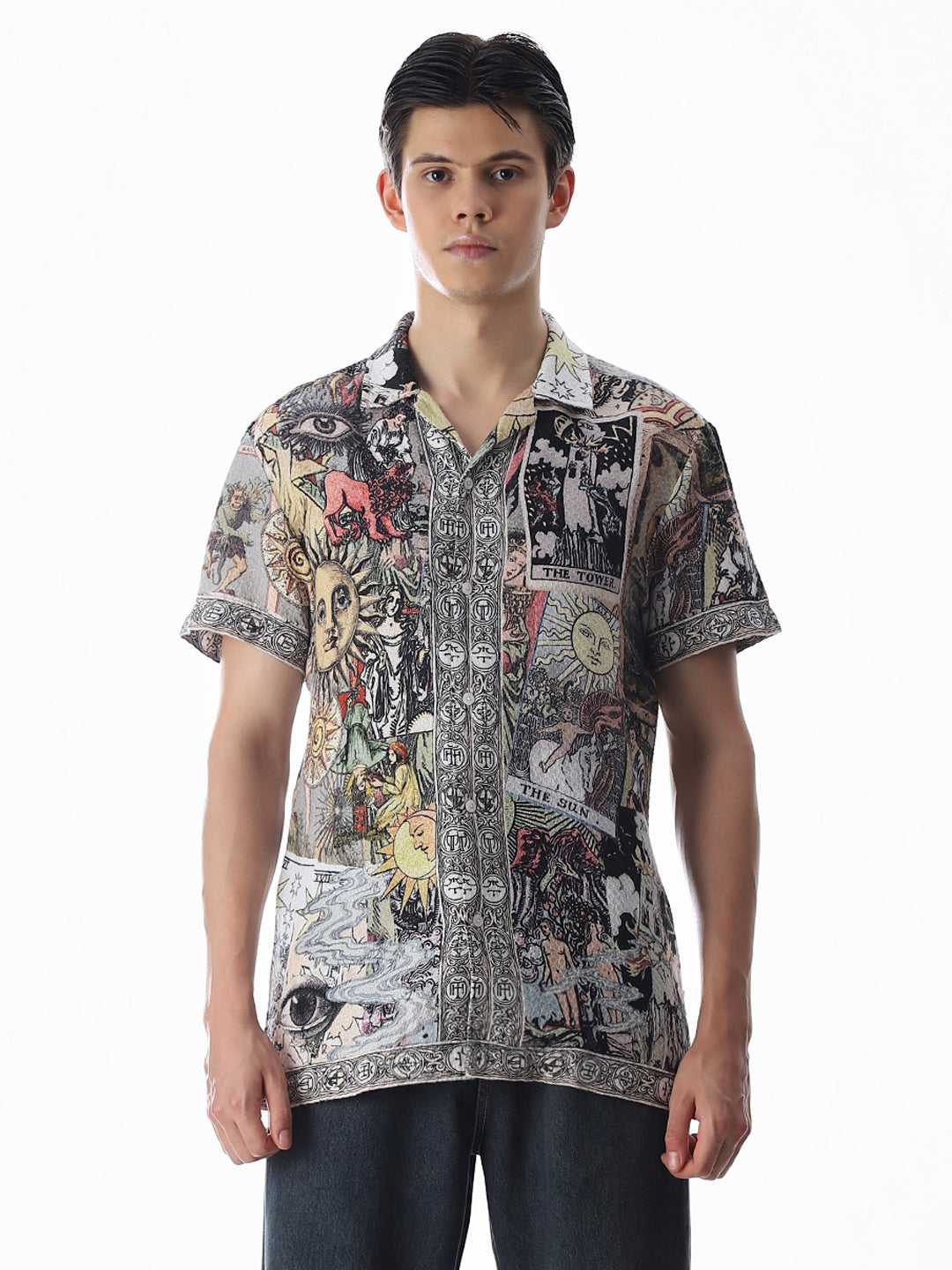 Multi-Colour Tarot Card Print Shirt