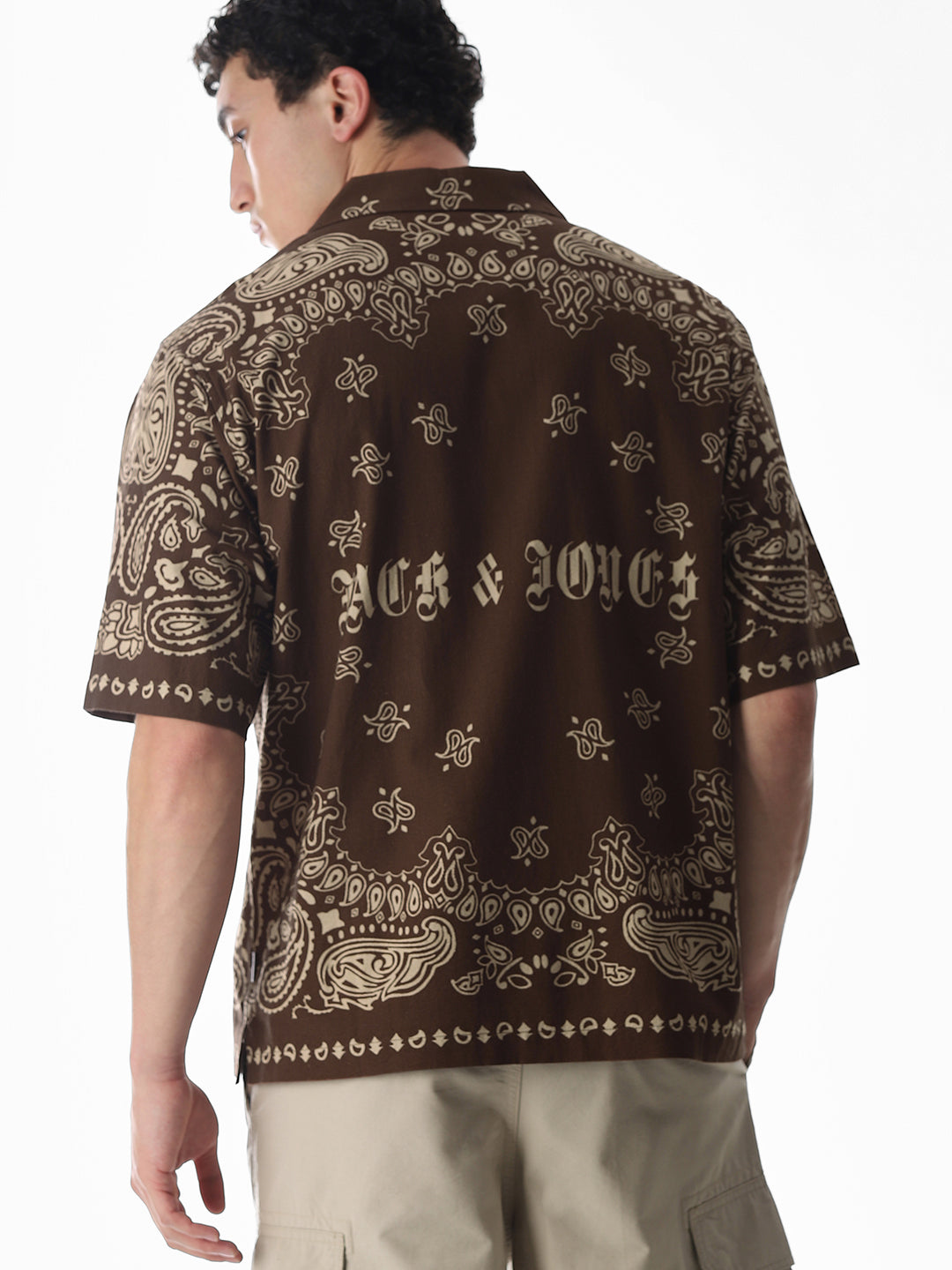 Brown Printed Oversized Shirt