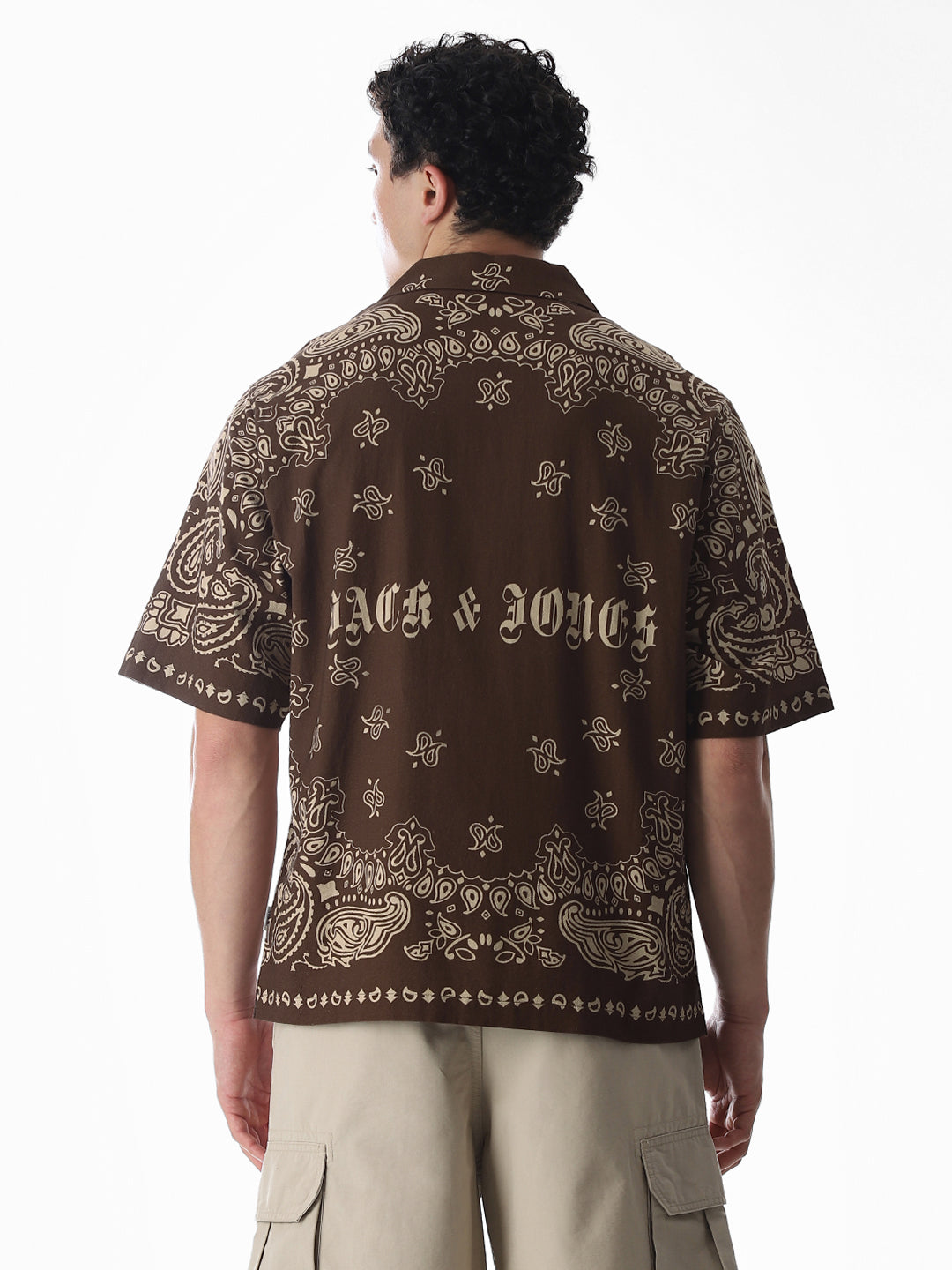 Brown Printed Oversized Shirt