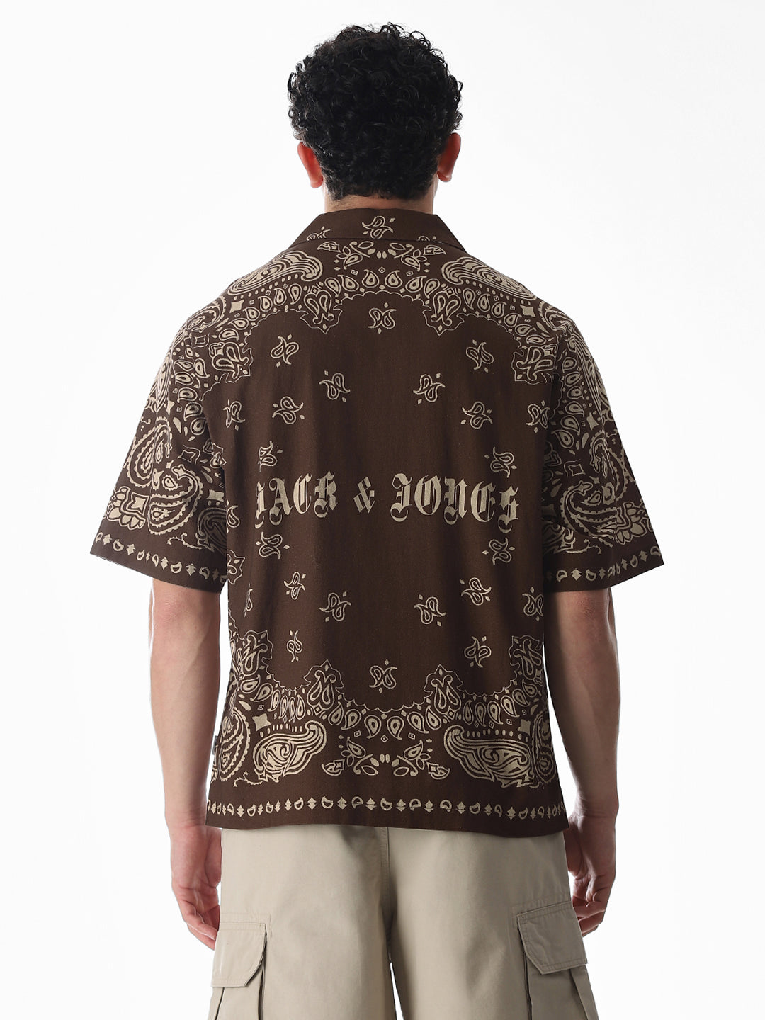 Brown Printed Oversized Shirt