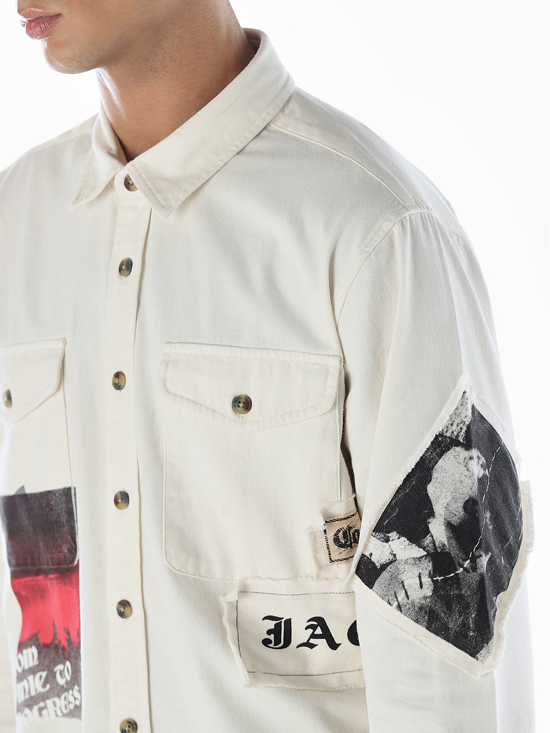 Placement Print Cotton Oversized Shirt