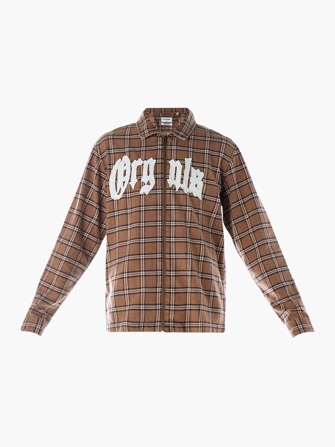 Typographic Print Check Oversized Shirt