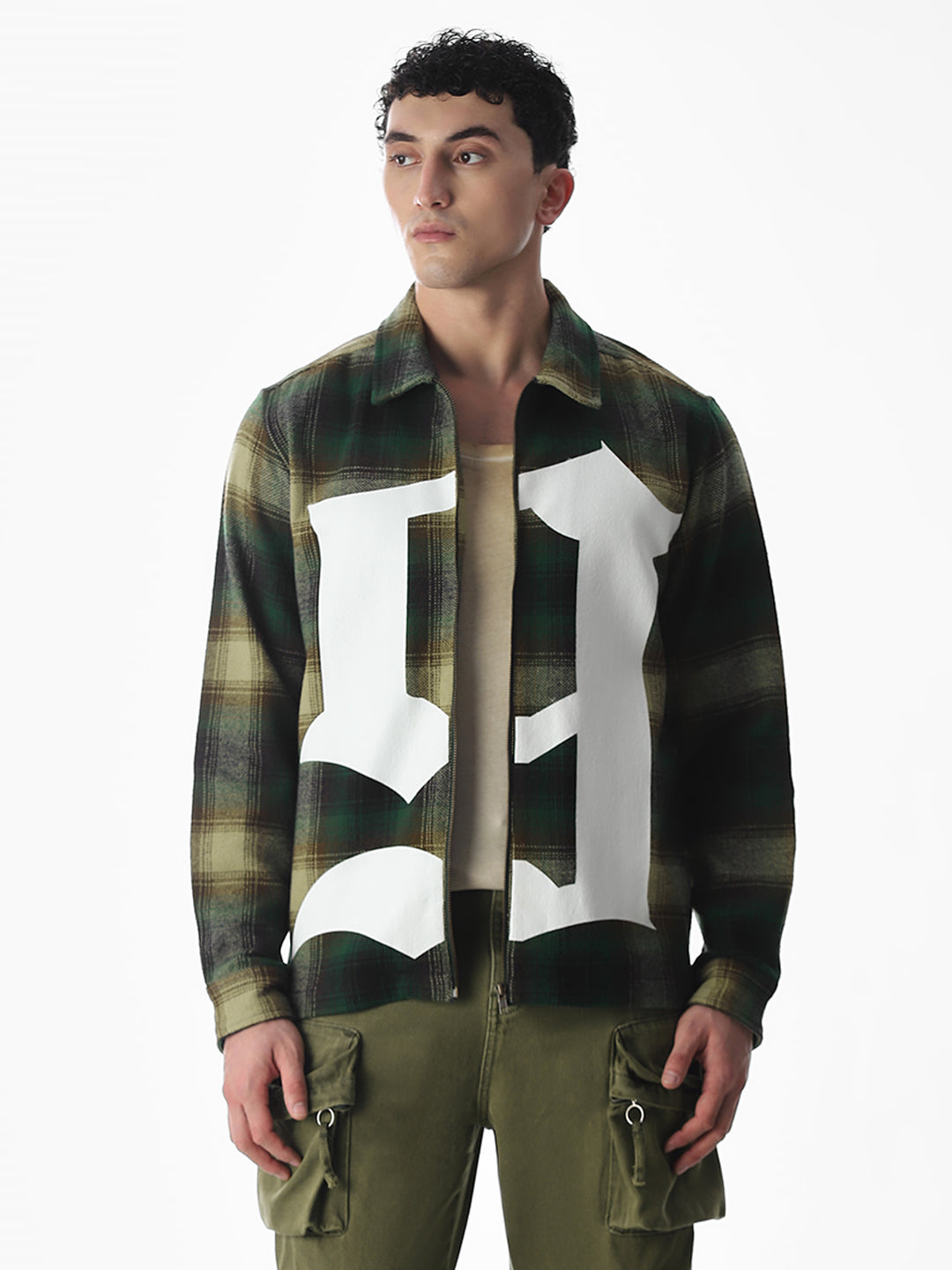 Zip-Up Check Overshirt