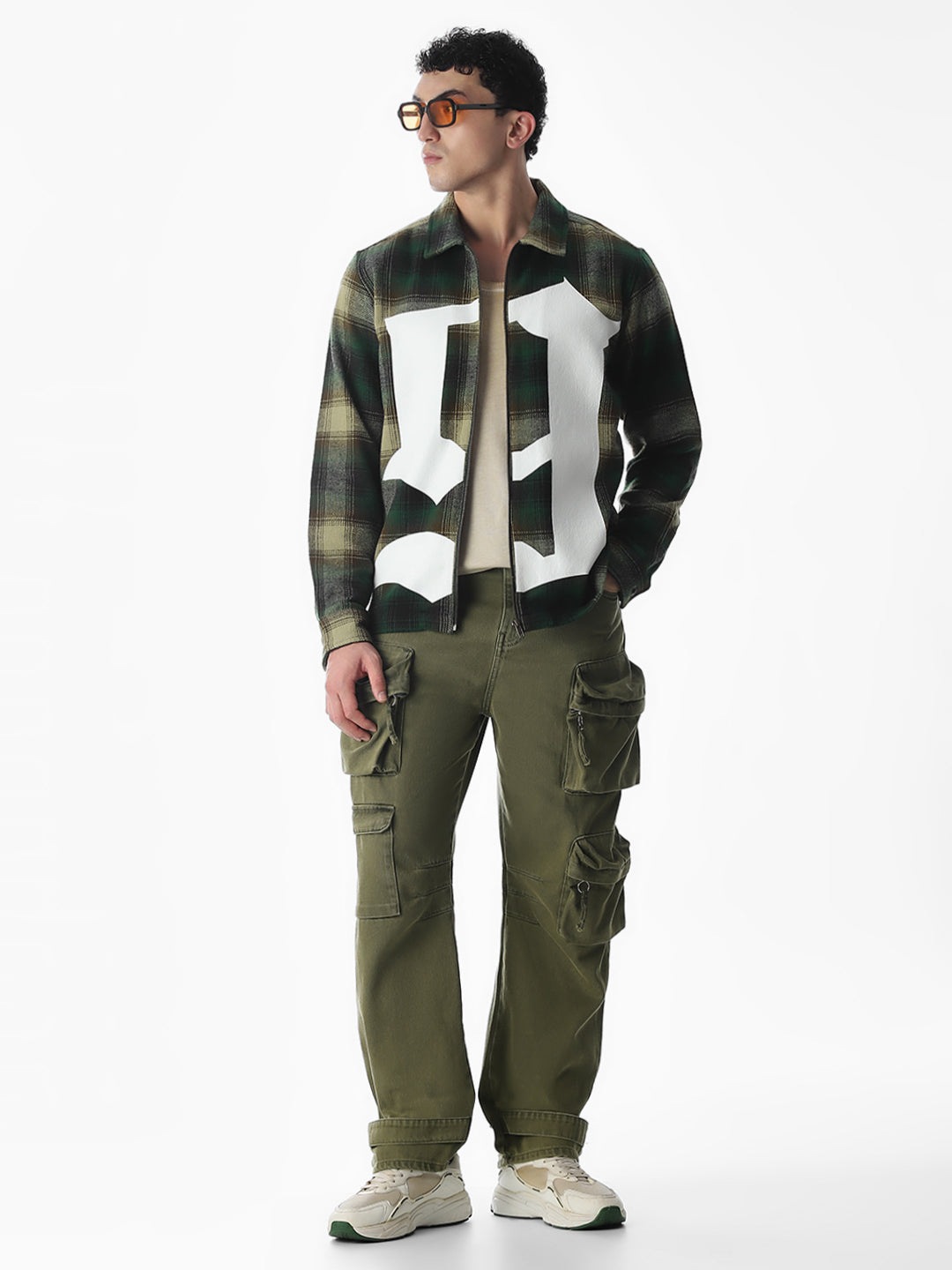 Zip-Up Check Overshirt