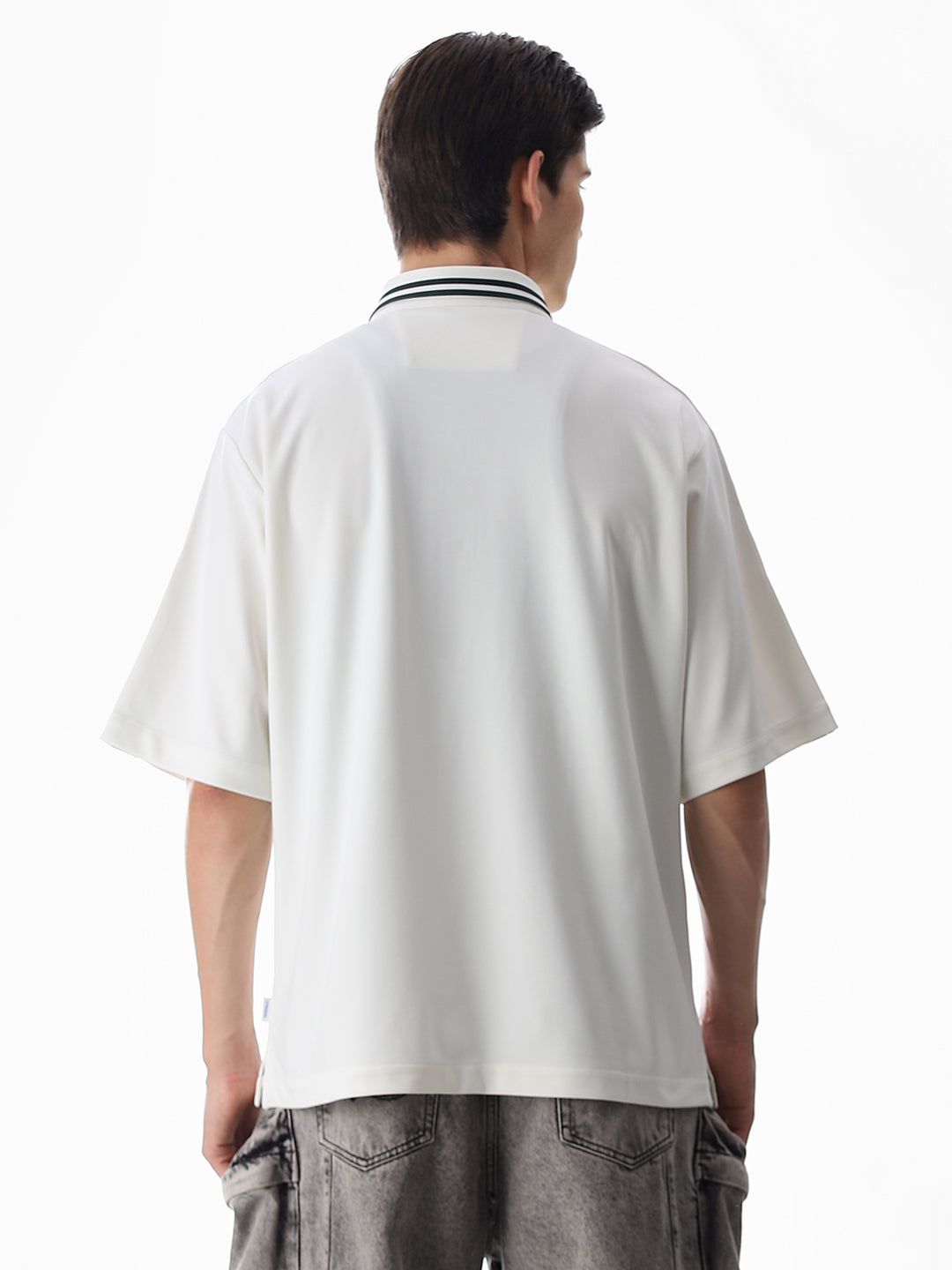 White Printed Knitted Oversized Shirt