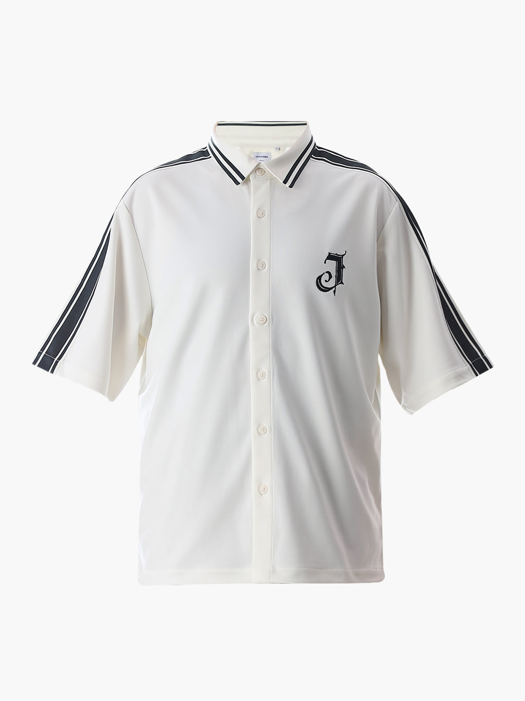 White Printed Knitted Oversized Shirt