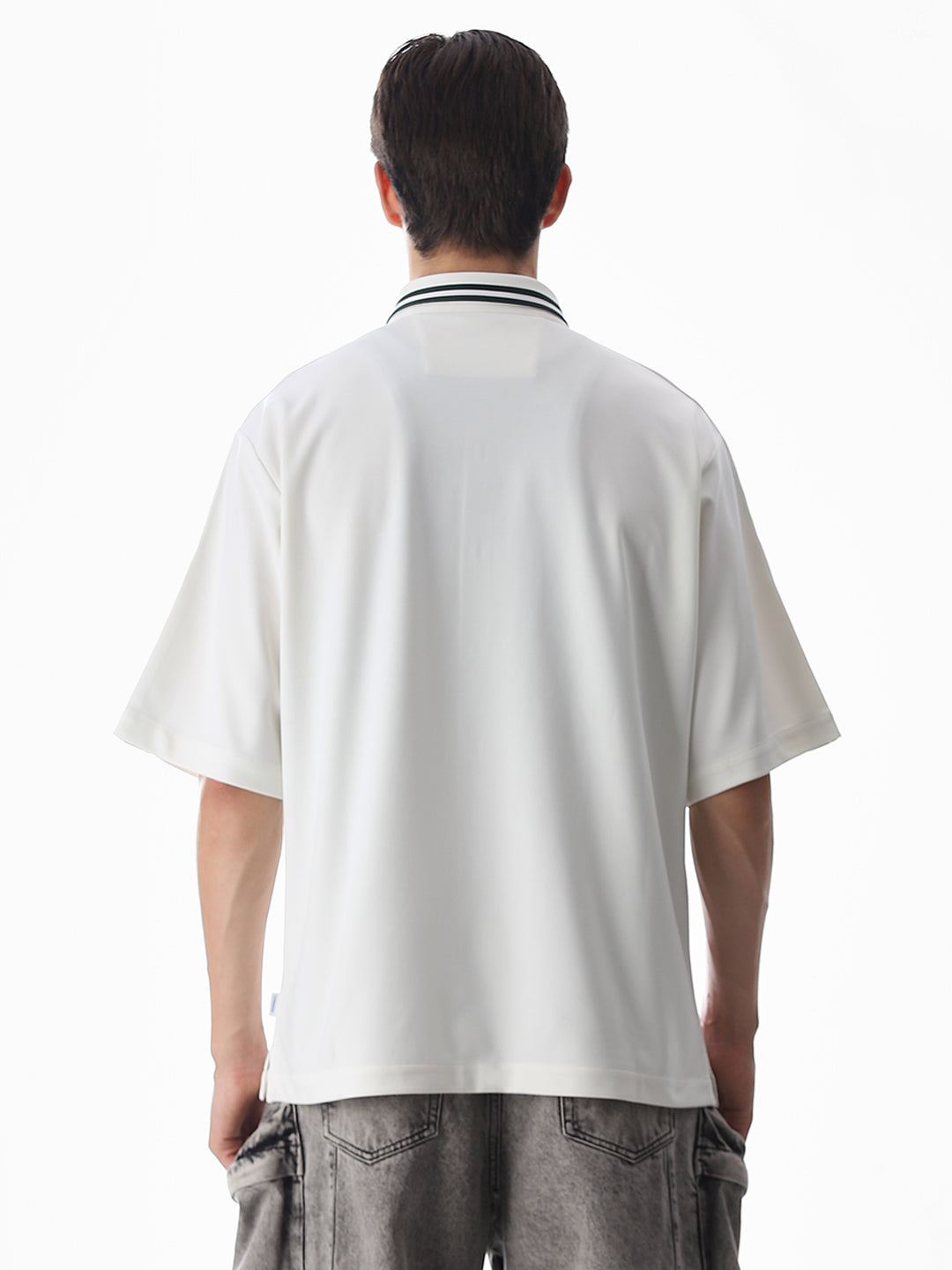 White Printed Knitted Oversized Shirt