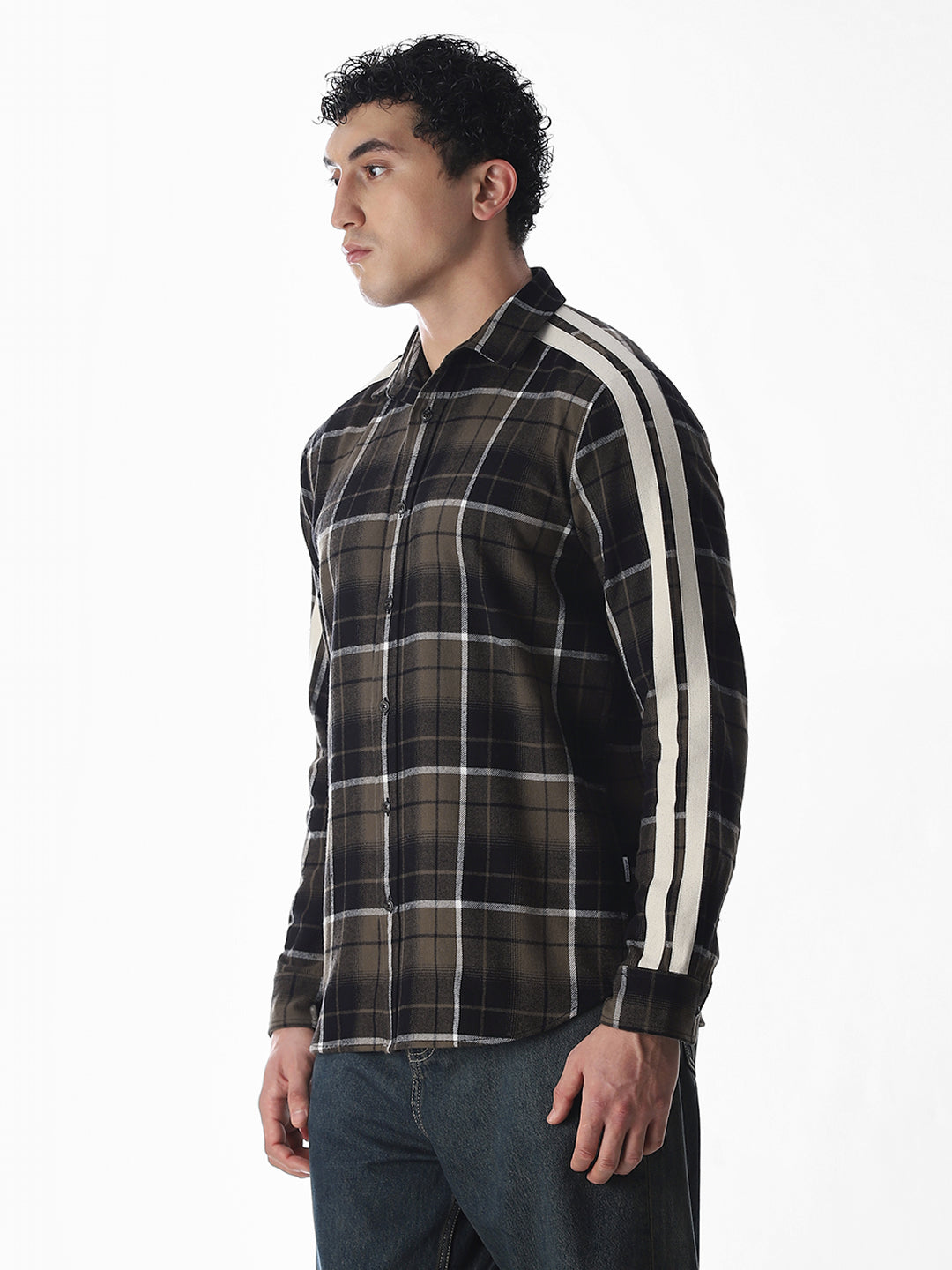 Tape Detail Cotton Check Shirt