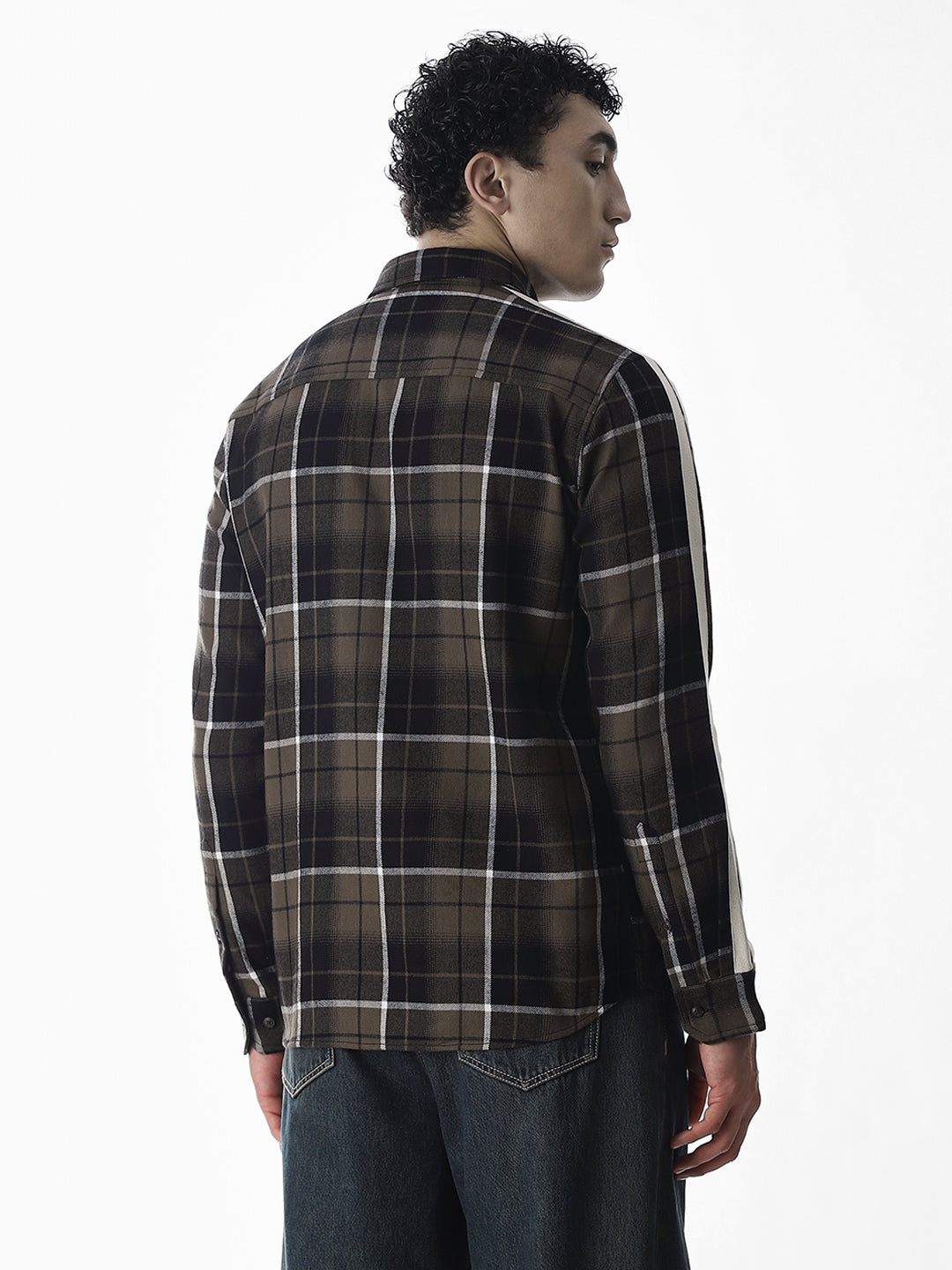 Tape Detail Cotton Check Shirt