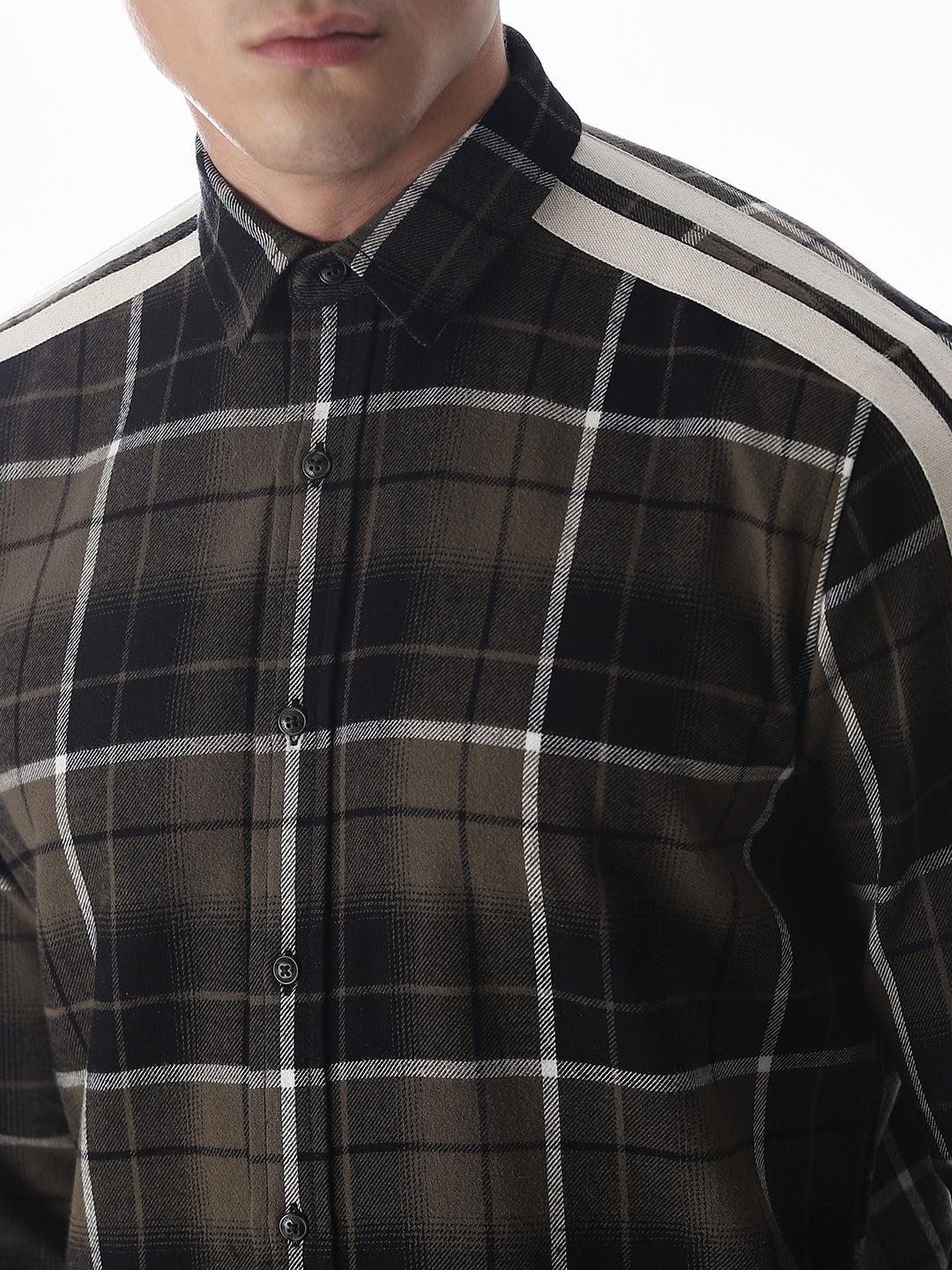 Tape Detail Cotton Check Shirt