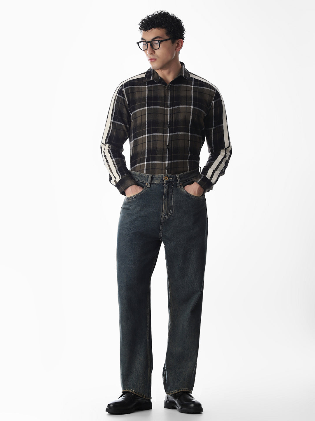 Tape Detail Cotton Check Shirt