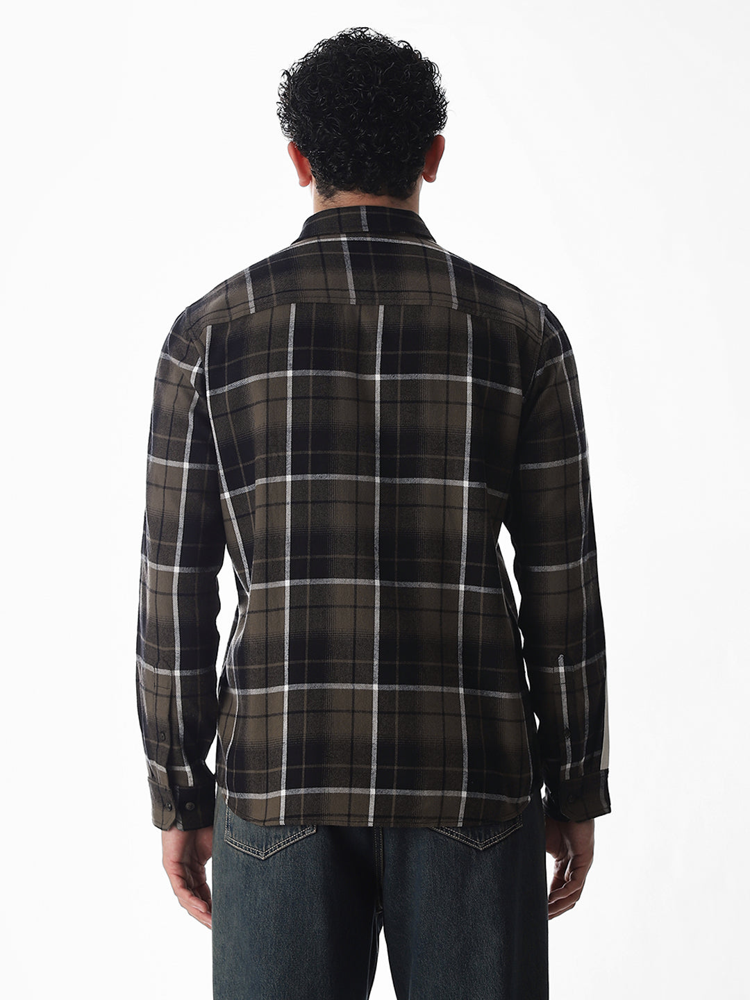 Tape Detail Cotton Check Shirt