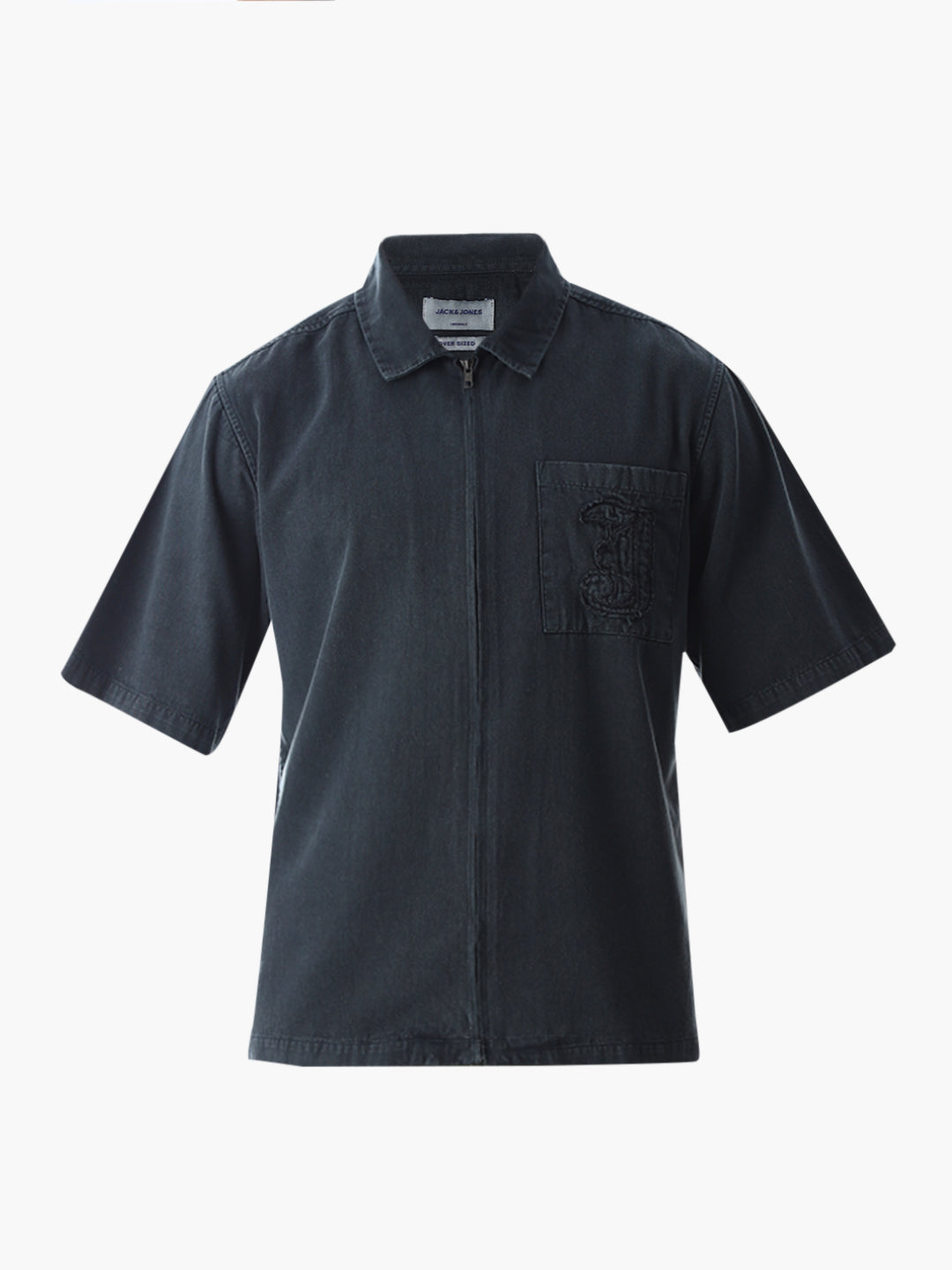 Embroidered Logo Zip-Up Shirt